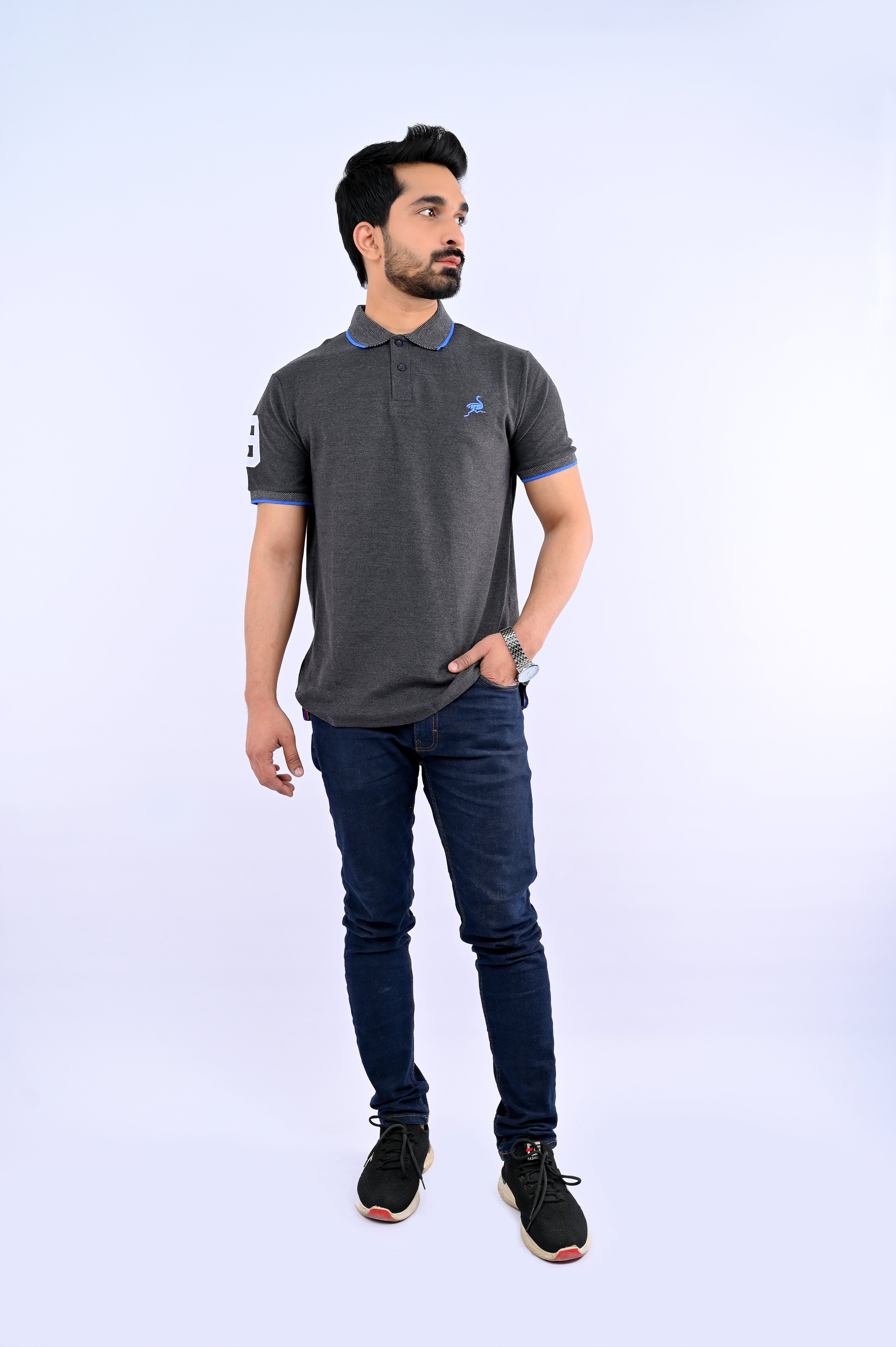 Charcoal Grey Ostrich Polo