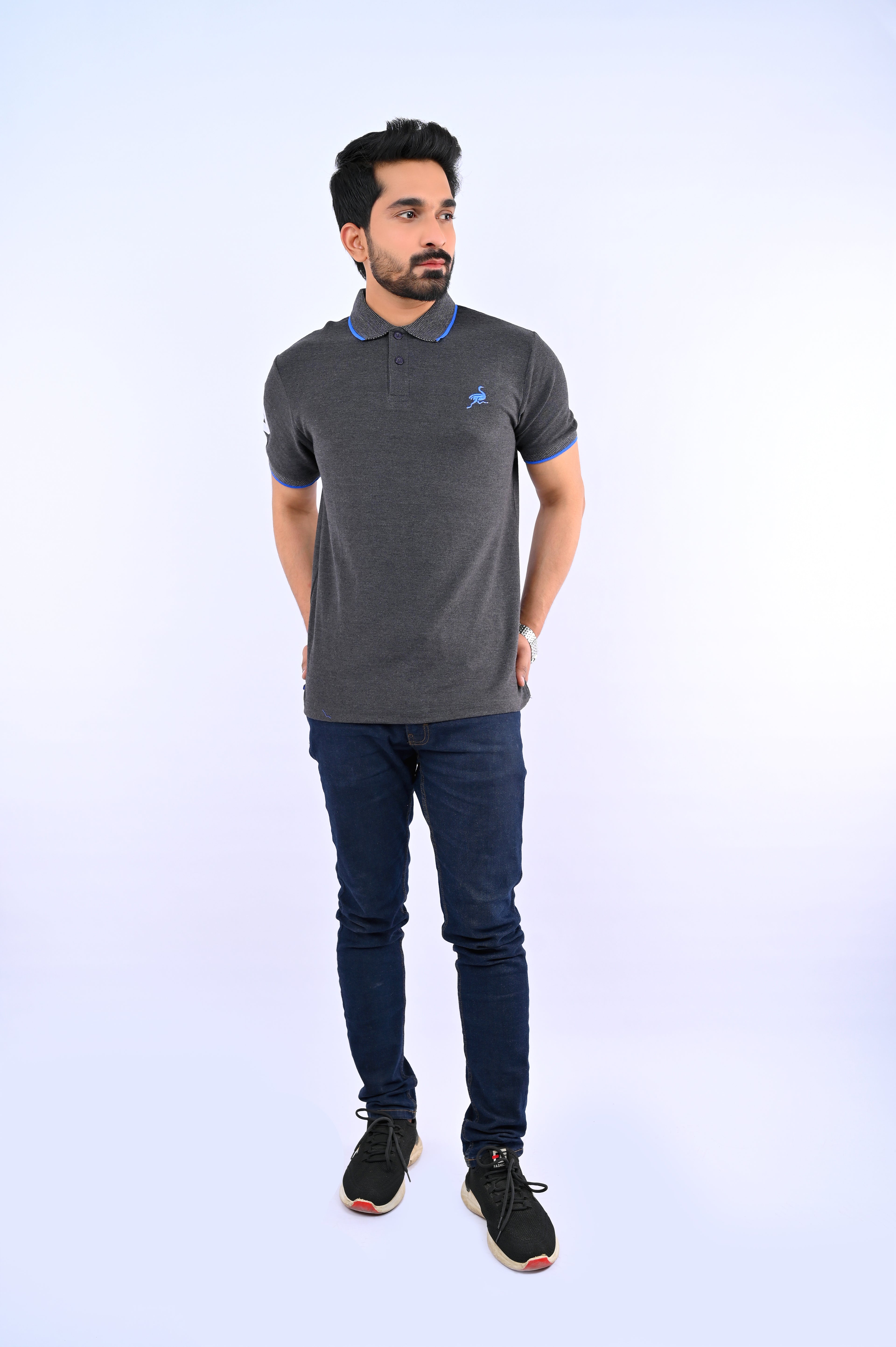 Charcoal Grey Ostrich Polo