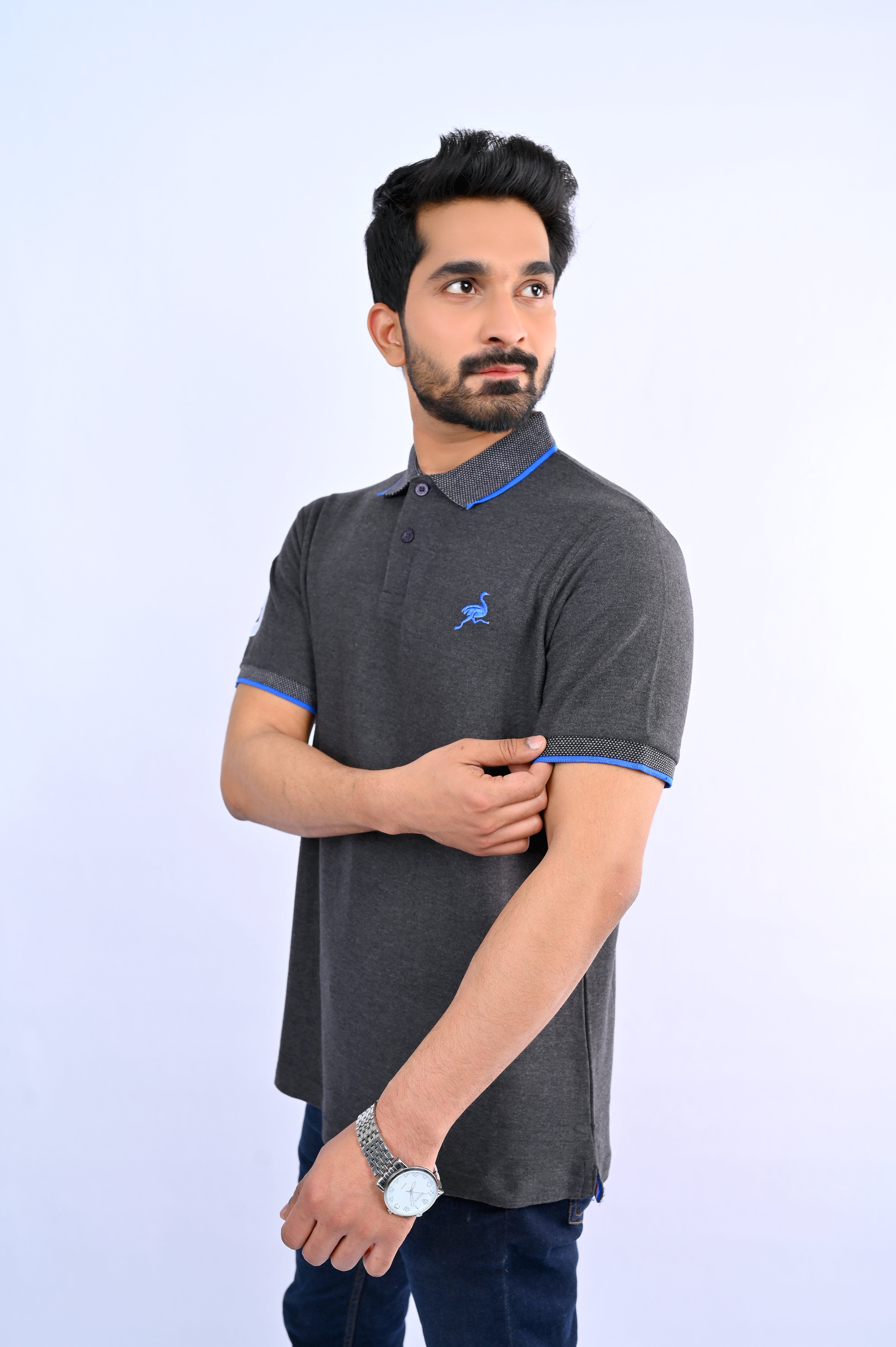 Charcoal Grey Ostrich Polo