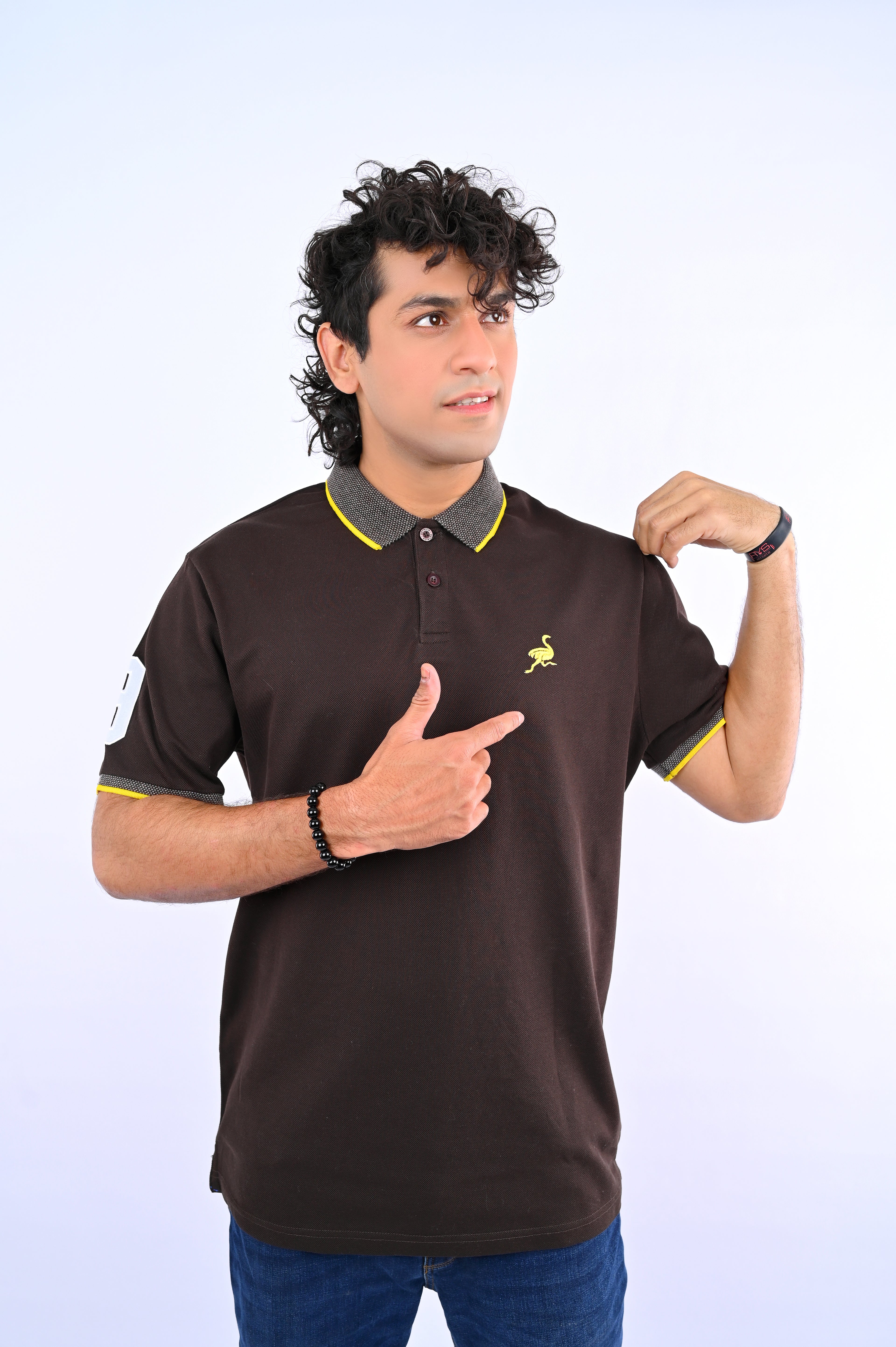 Dark Brown Ostrich Polo