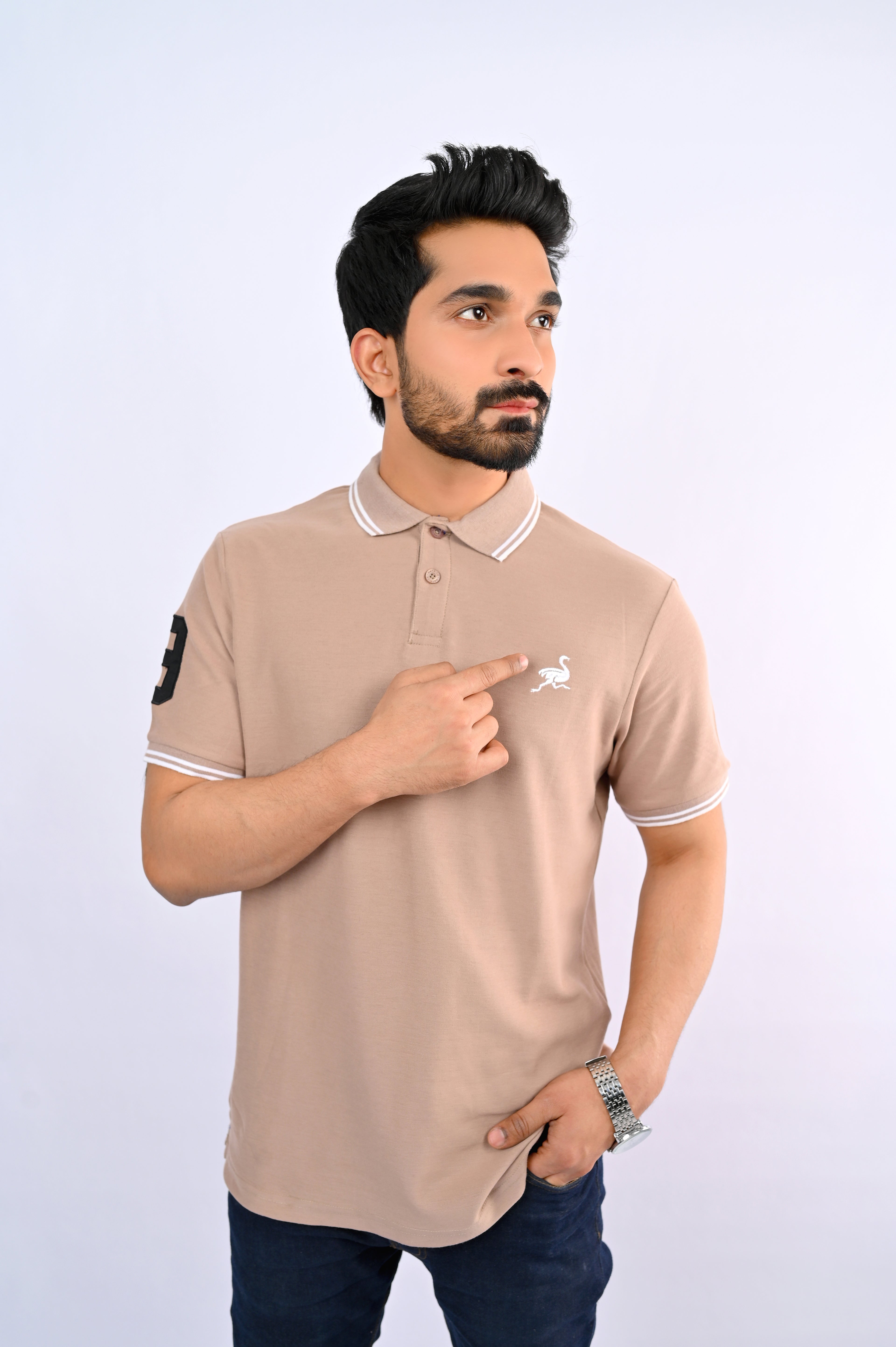 Sand Brown Ostrich Polo