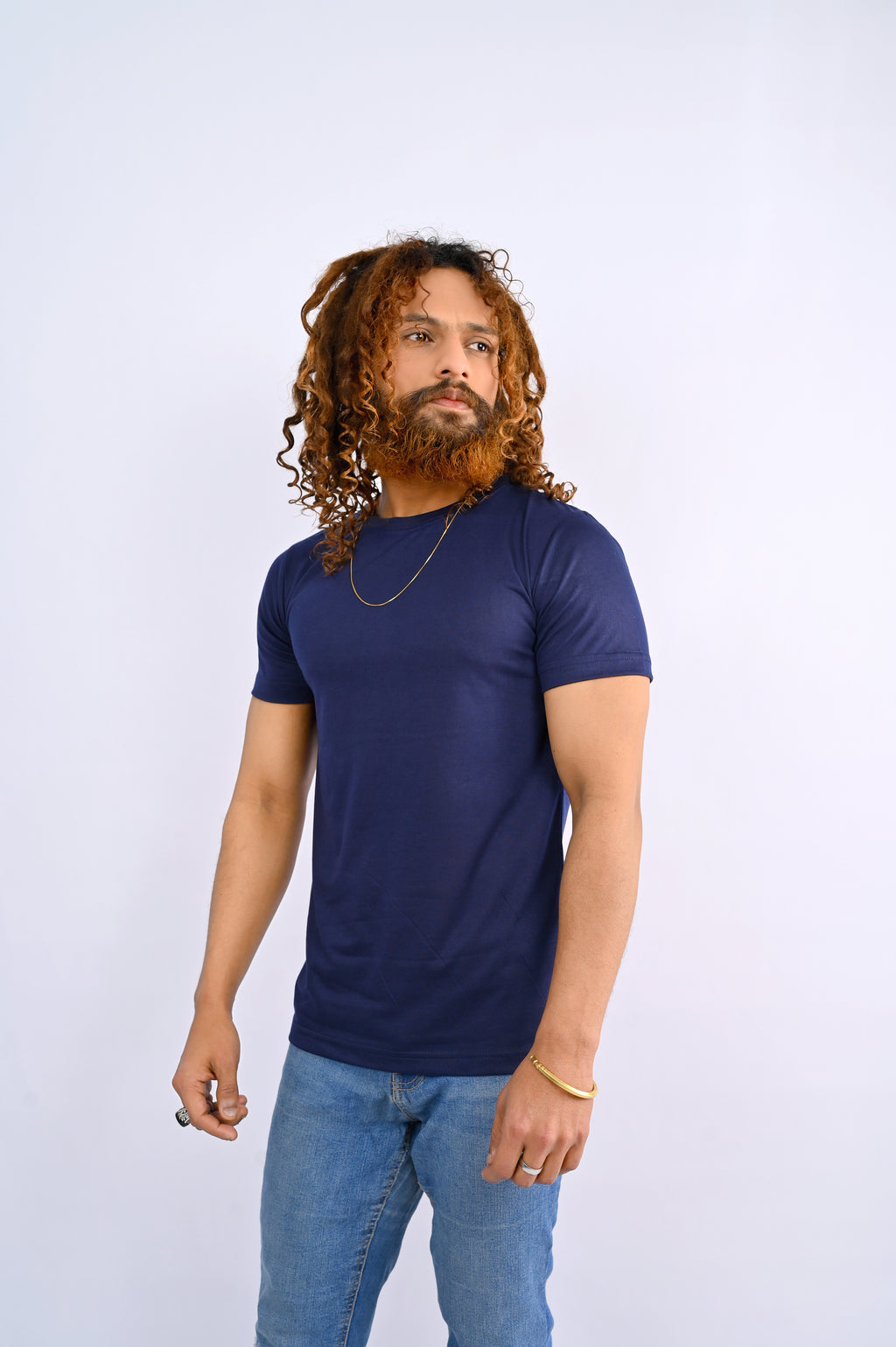 Navy Blue Round Neck