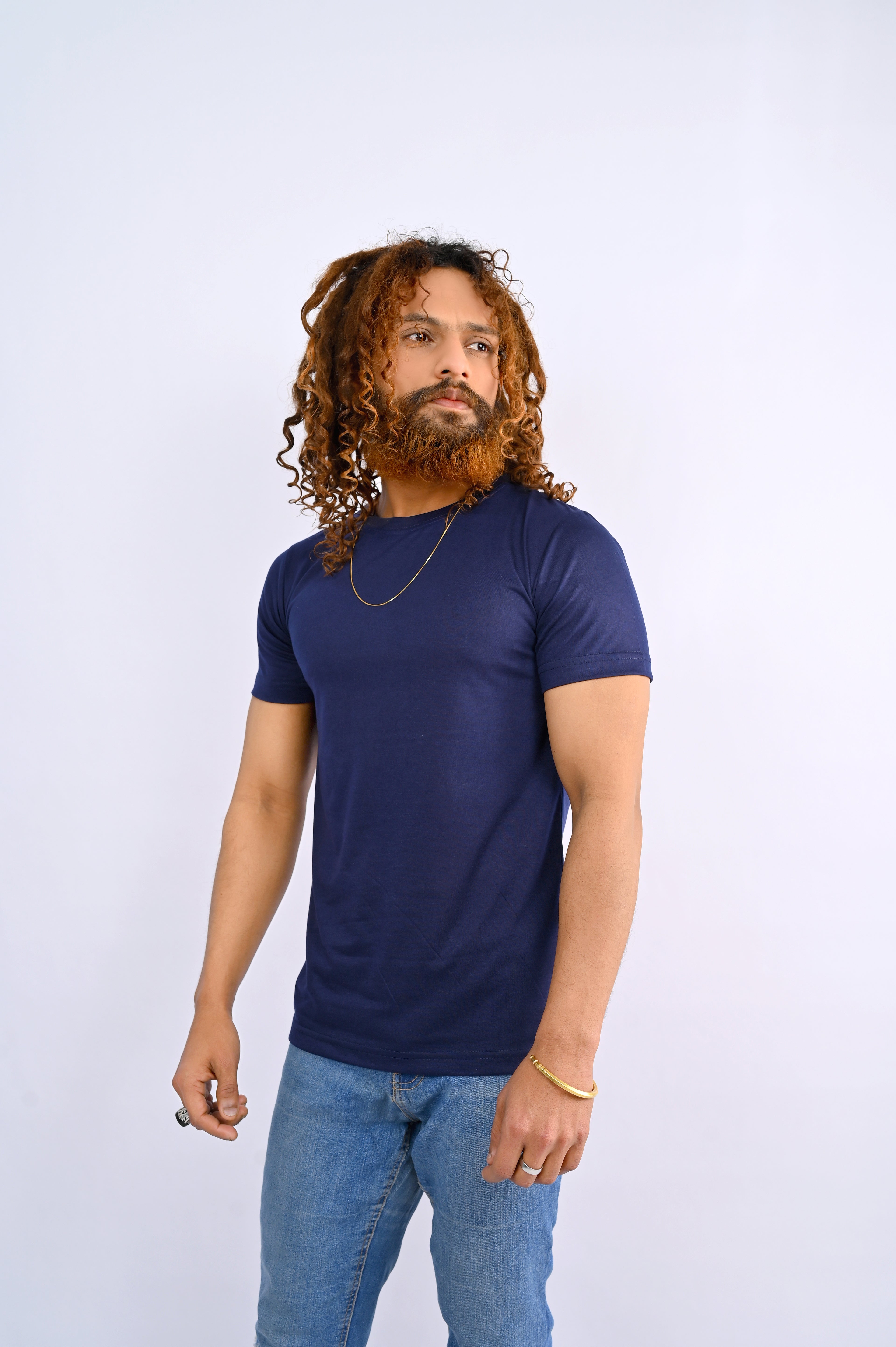 Navy Blue Round Neck
