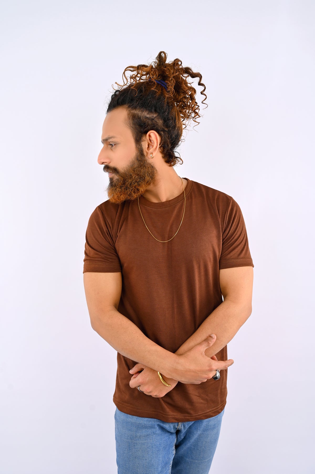 Brown Round Neck