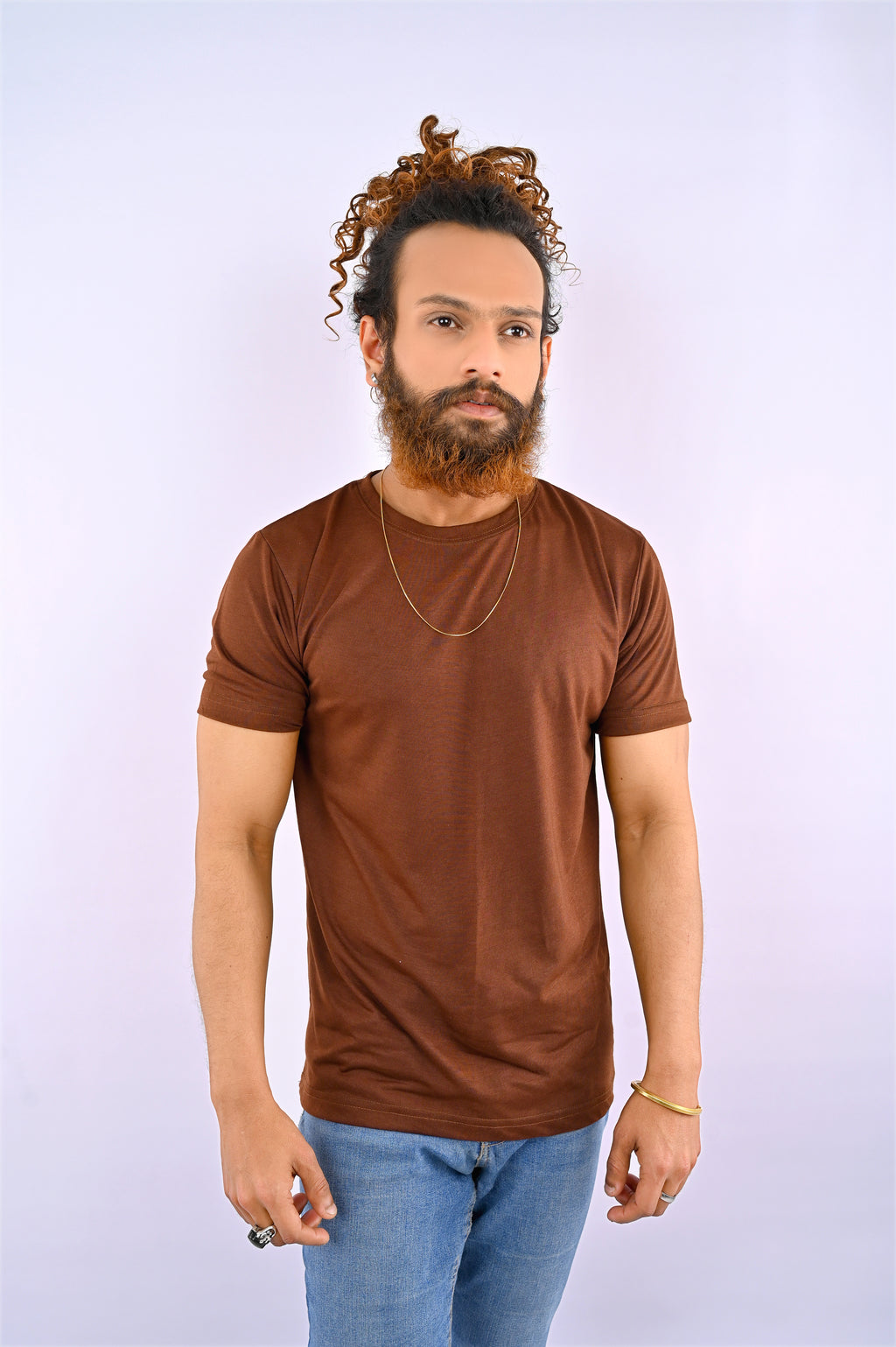 Brown Round Neck