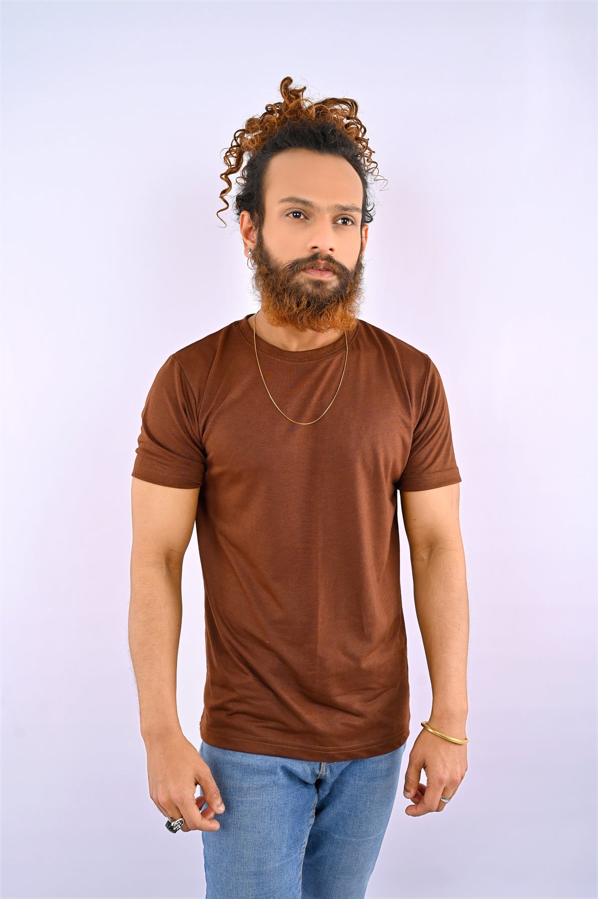 Brown Round Neck