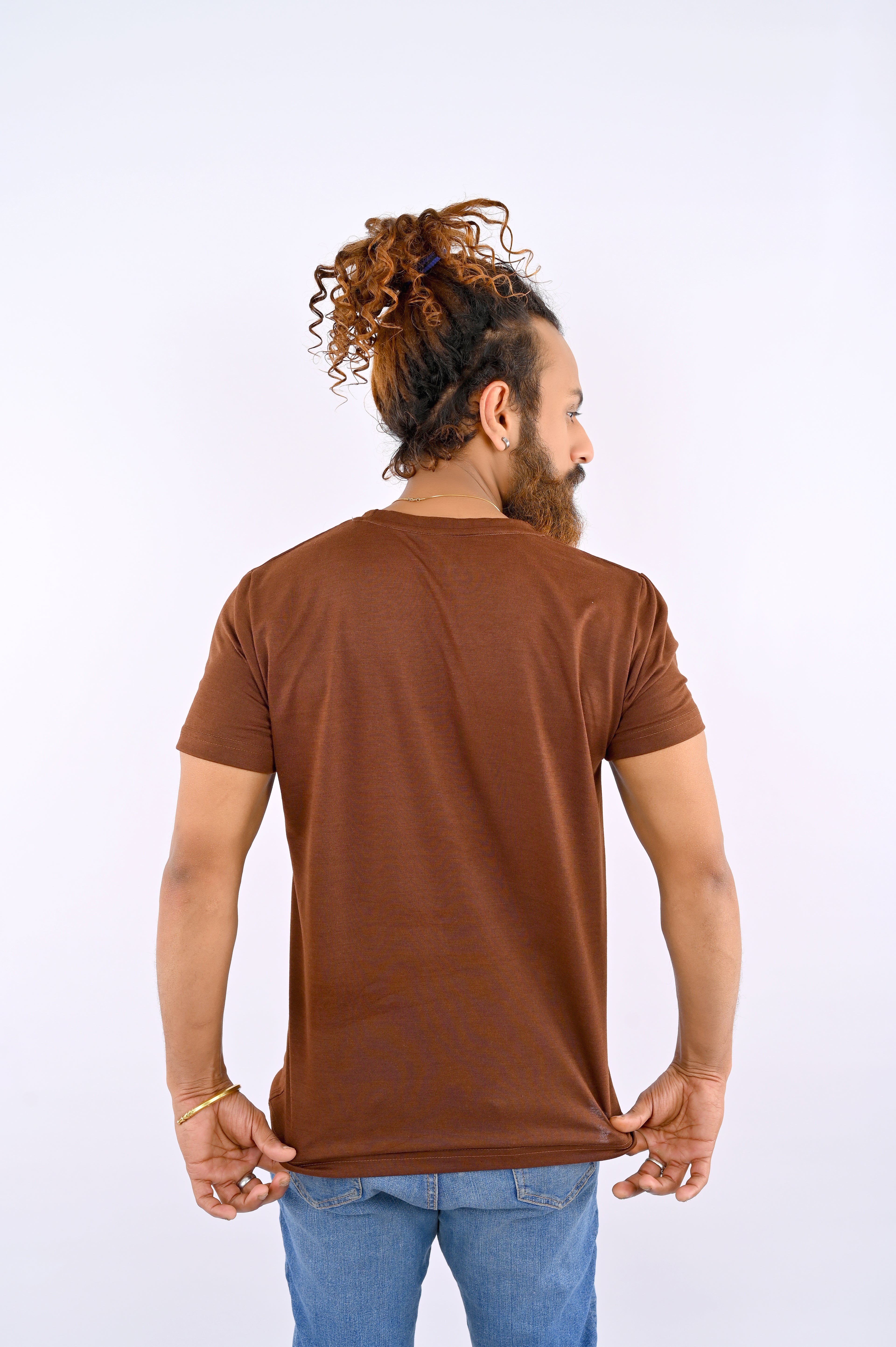 Brown Round Neck