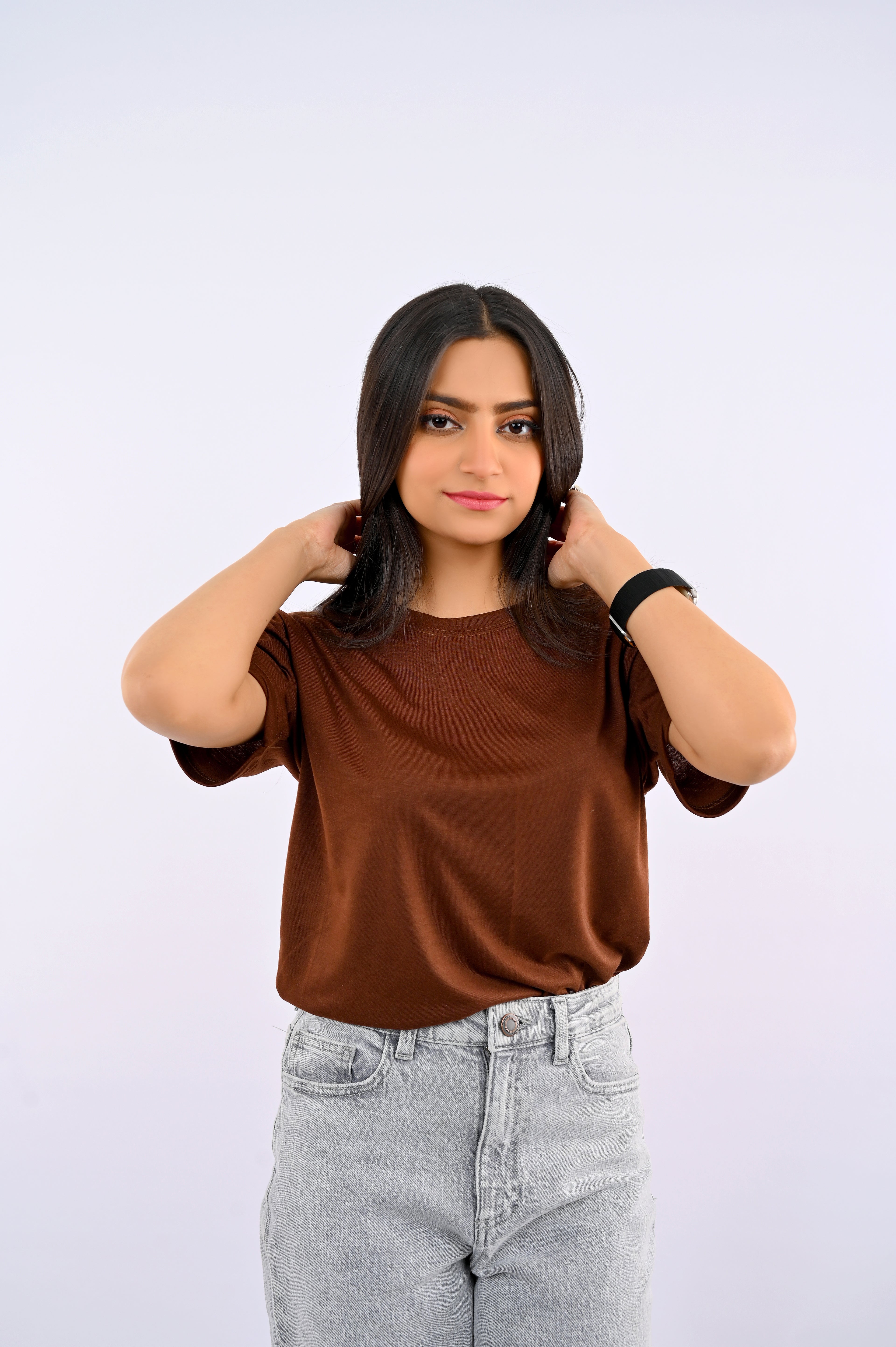 Dark Brown Round Neck
