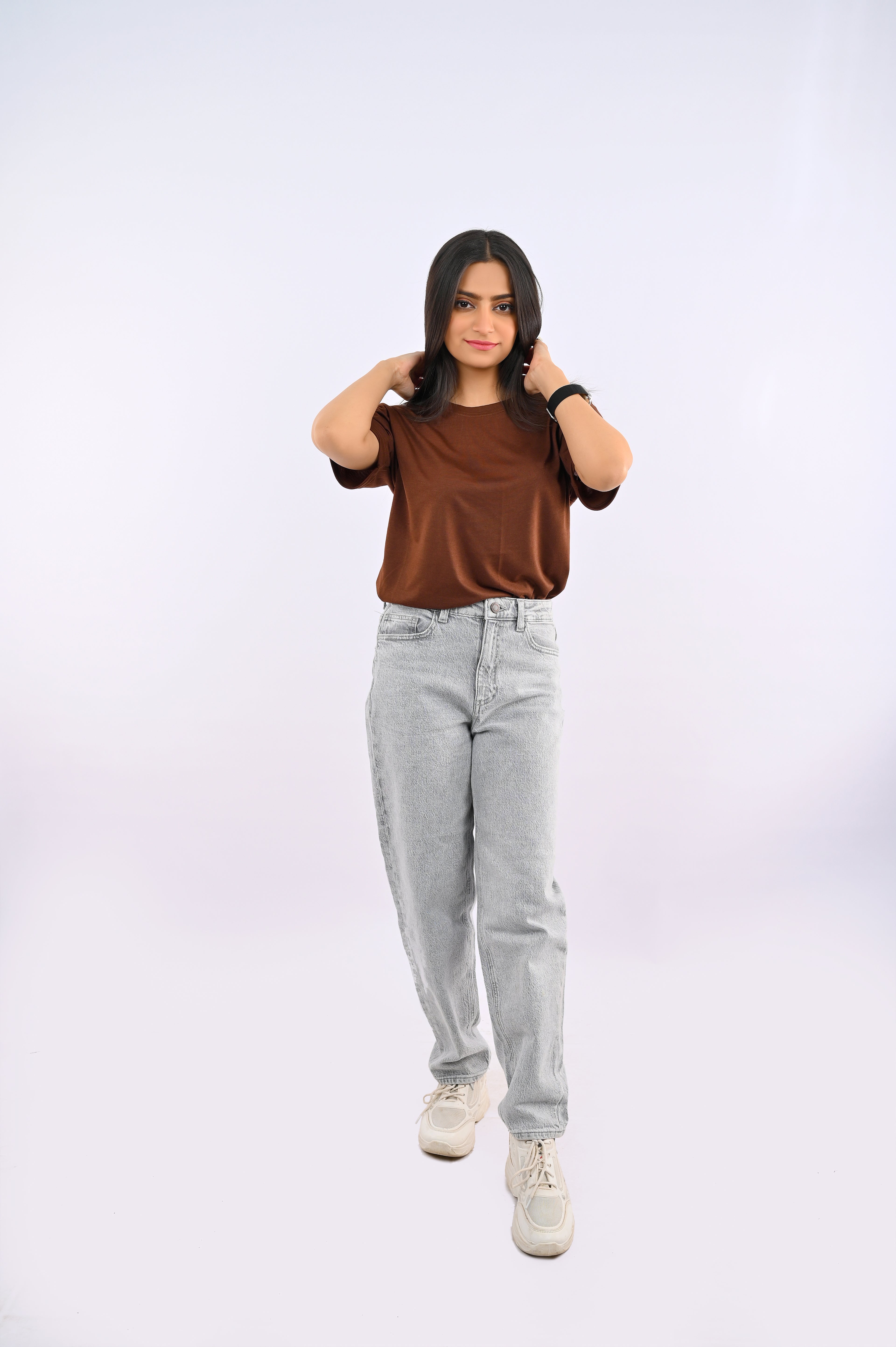 Dark Brown Round Neck