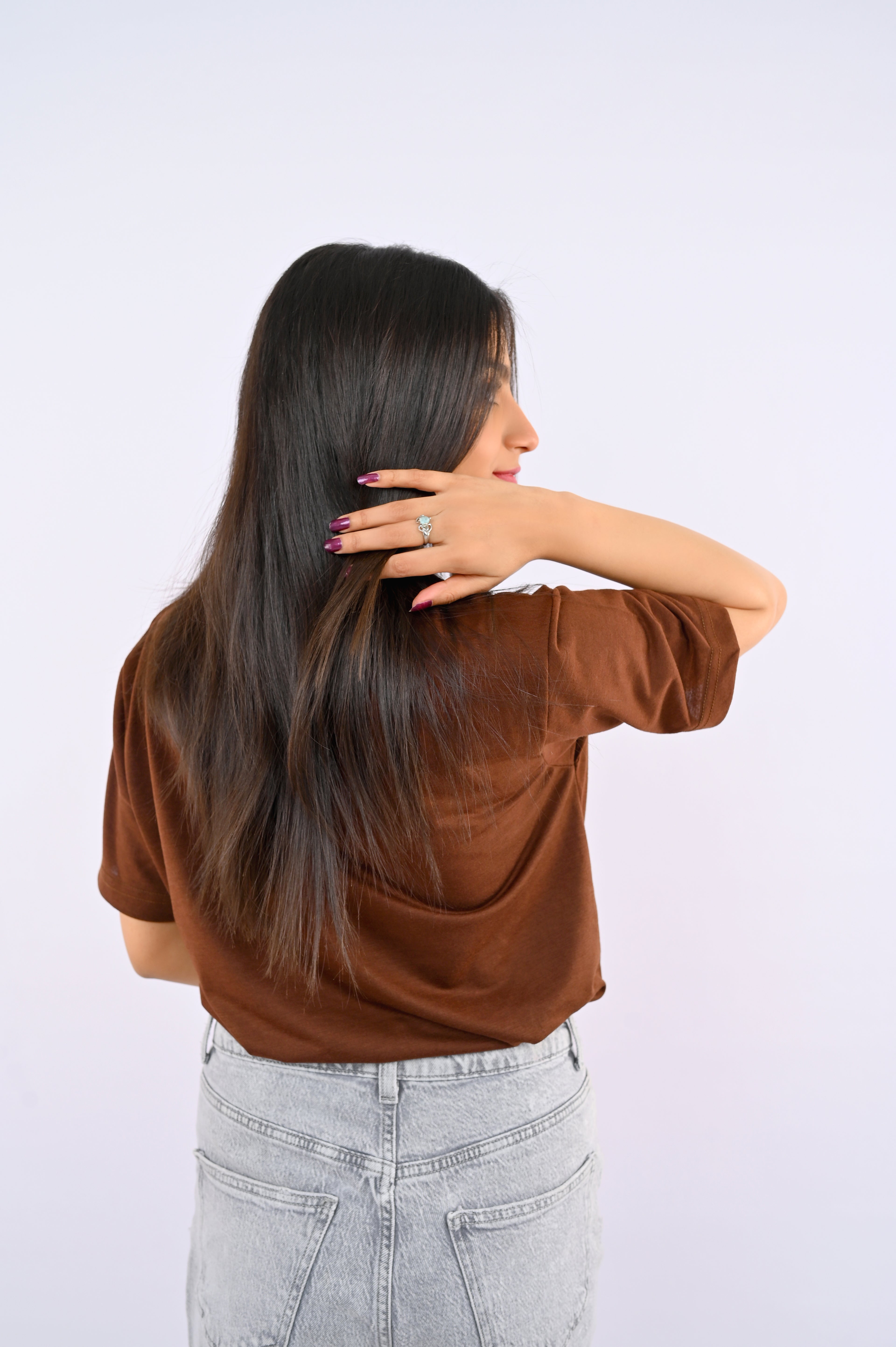 Dark Brown Round Neck