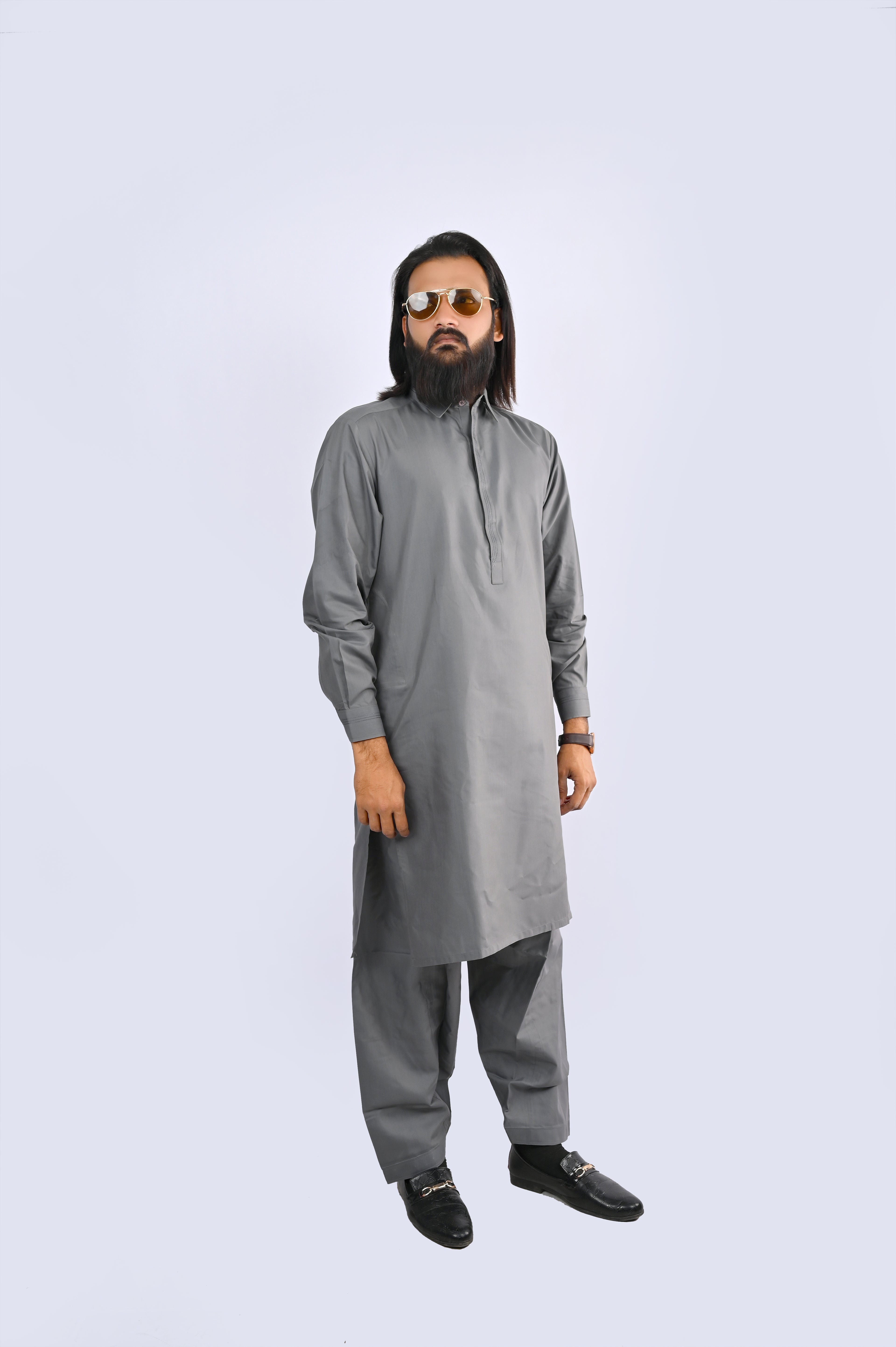 Grey Metallic Shalwar Kameez