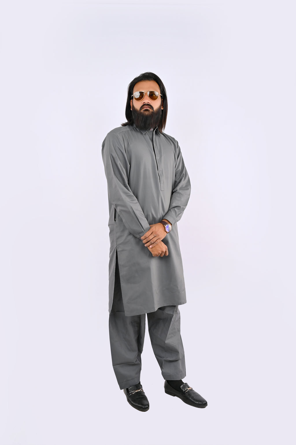Grey Metallic Shalwar Kameez