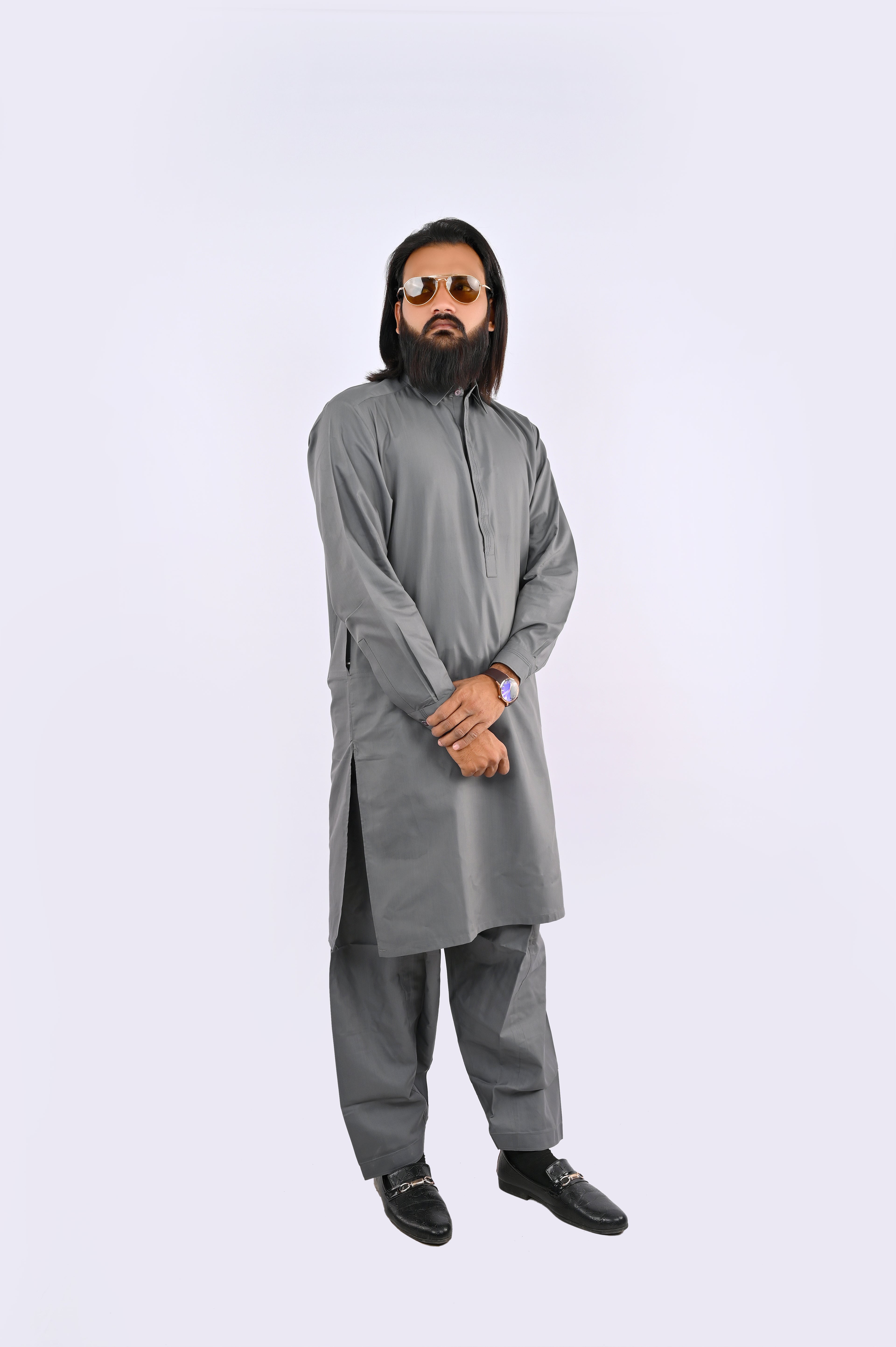 Grey Metallic Shalwar Kameez