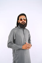 Grey Metallic Shalwar Kameez