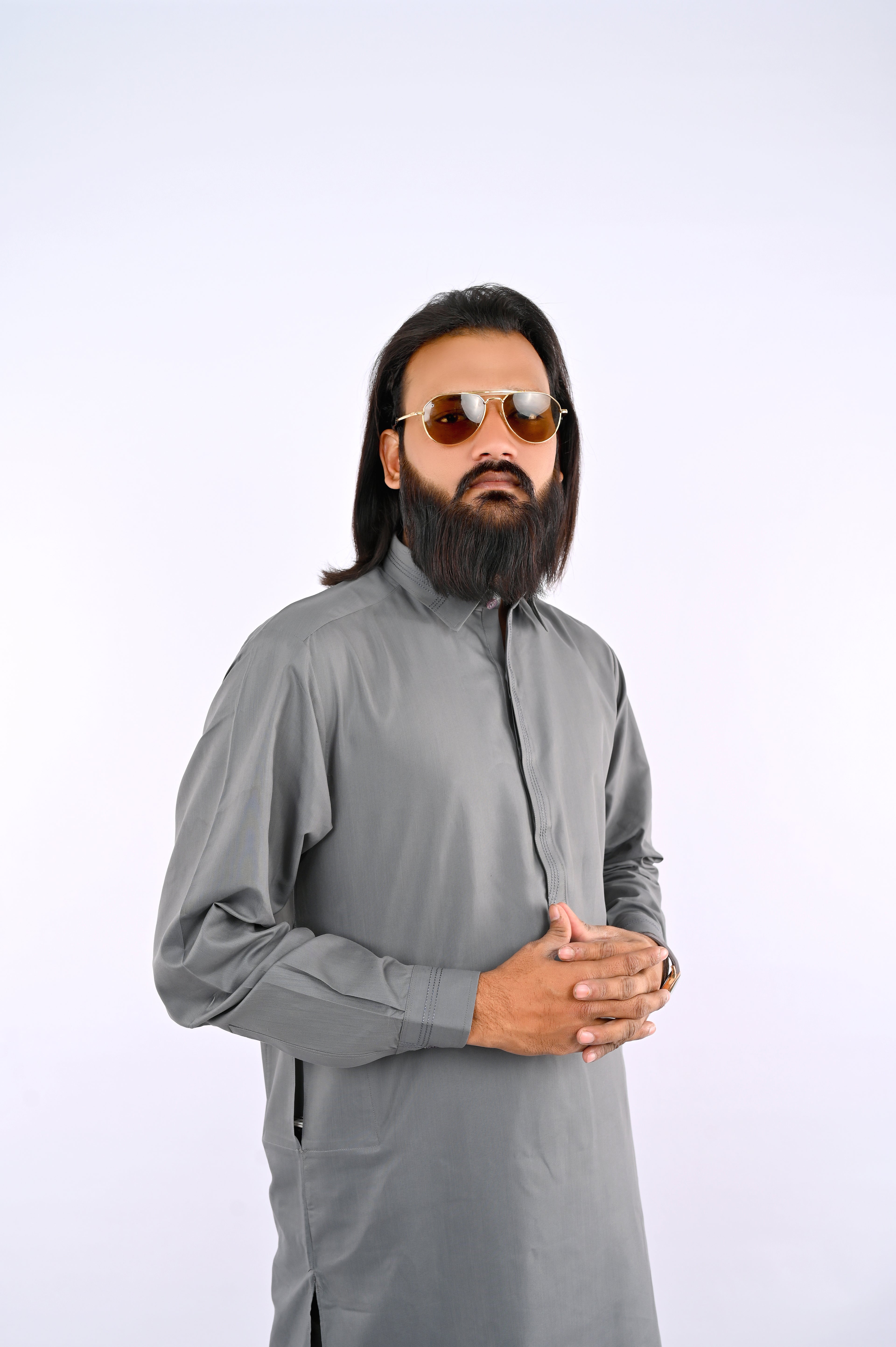 Grey Metallic Shalwar Kameez