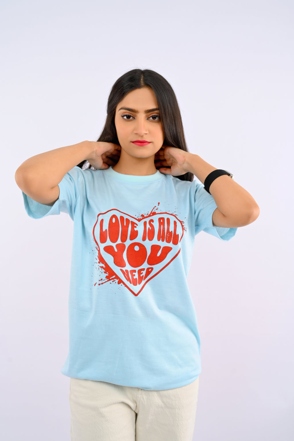 Sky Blue Printed T-Shirt