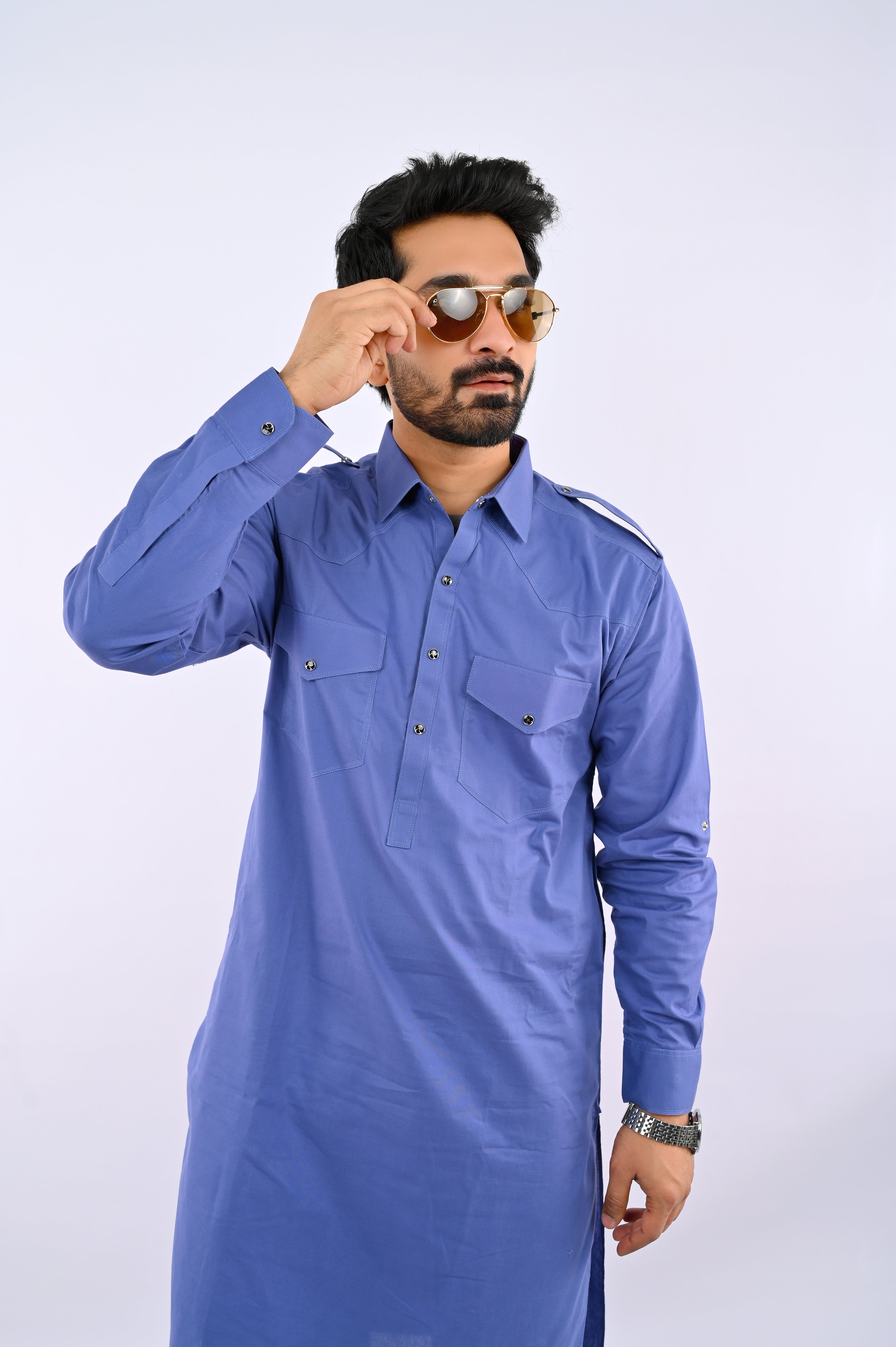 Blue Two Pocket Shalwar Kameez