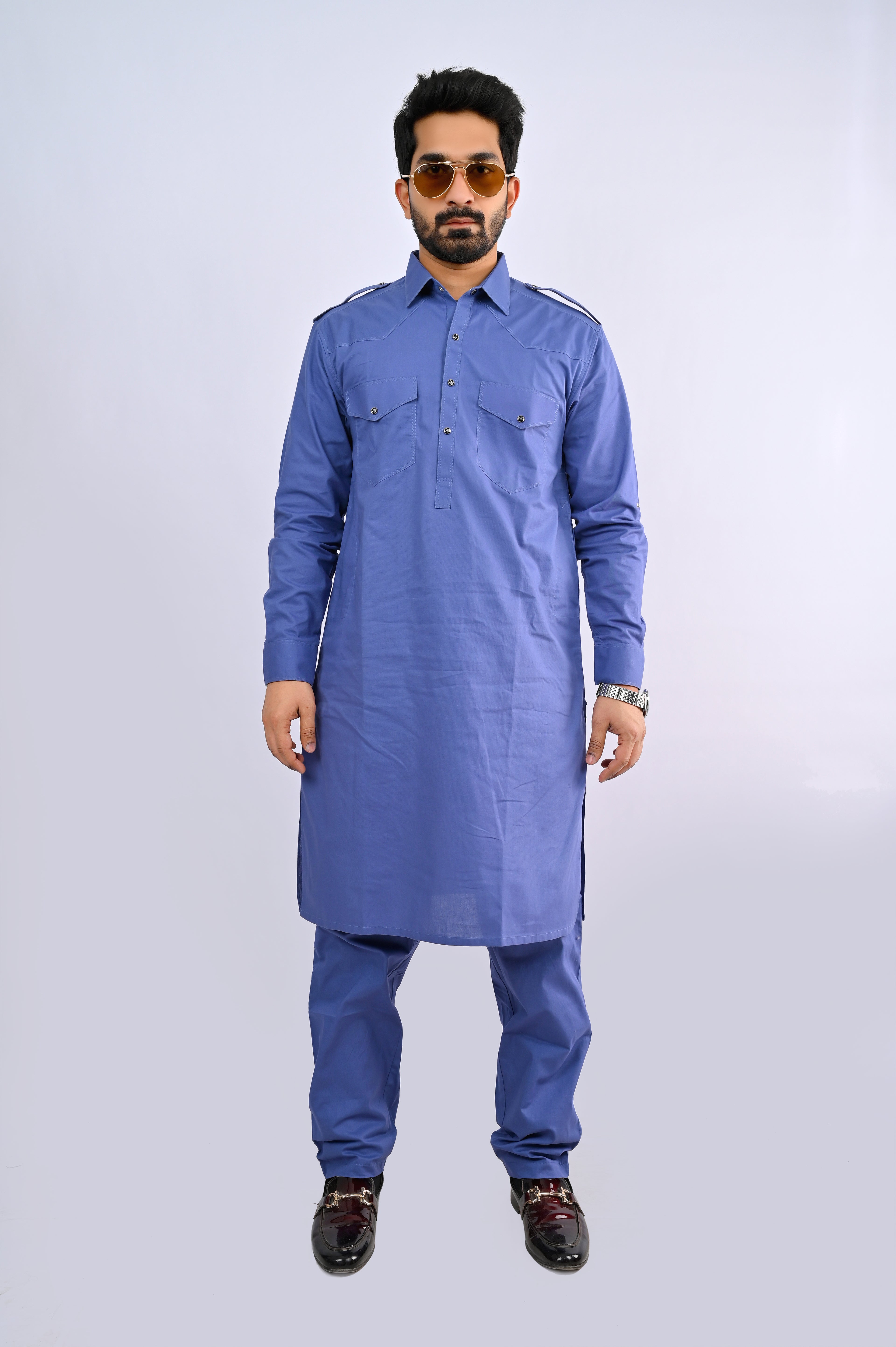 Blue Two Pocket Shalwar Kameez