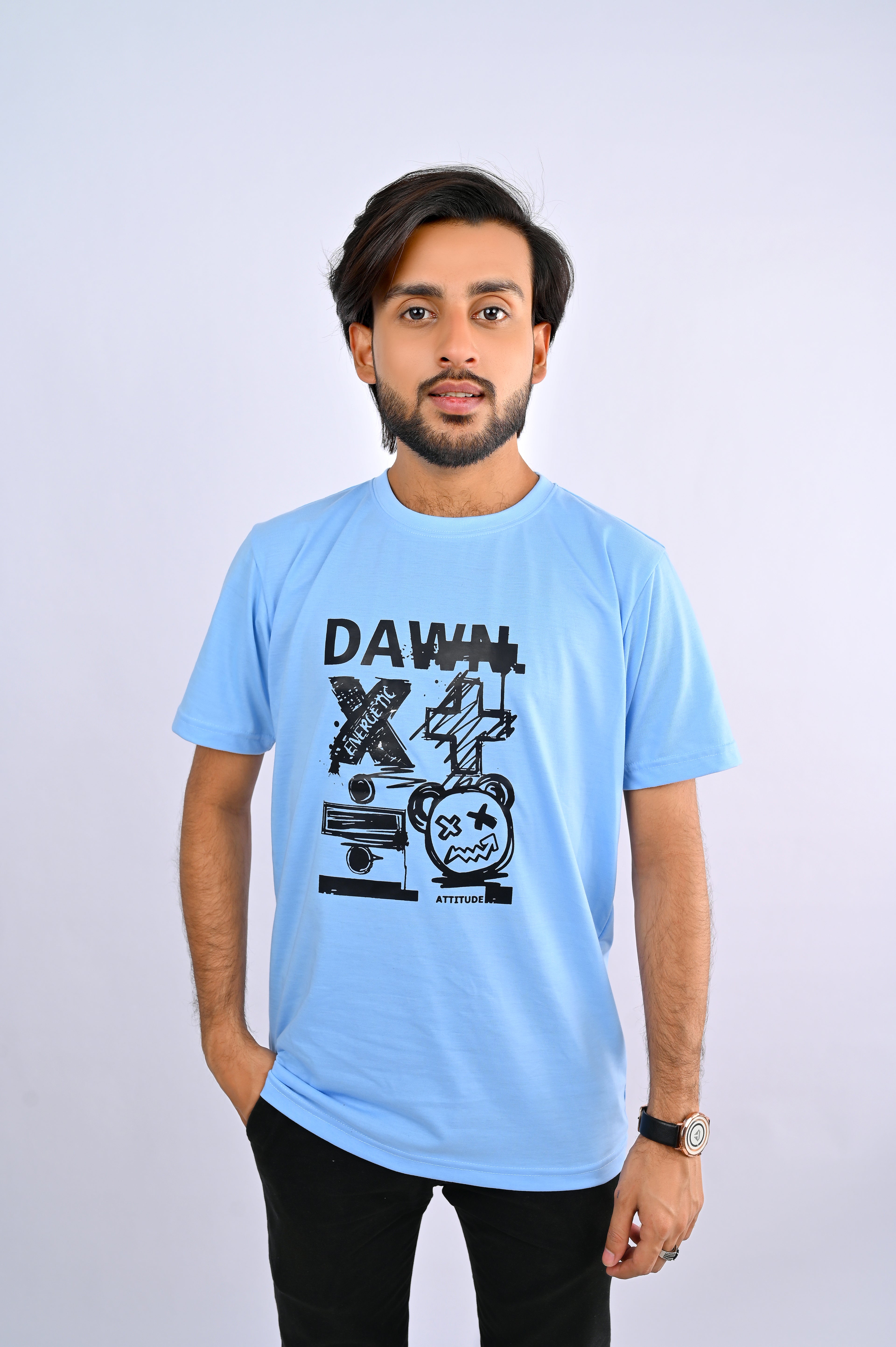 Aqua Blue Printed T-Shirt