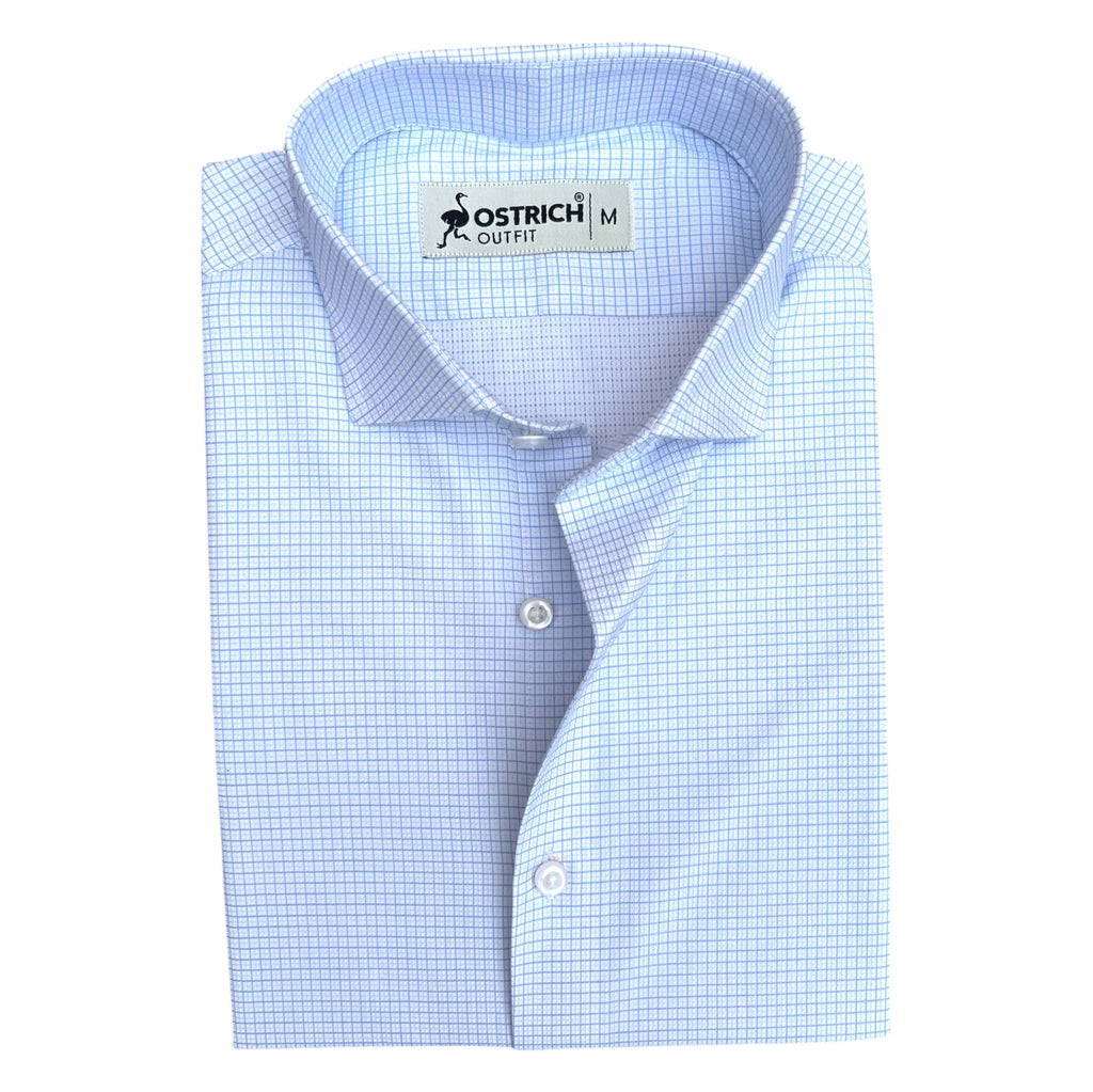 White with Blue Mini Checks Shirt