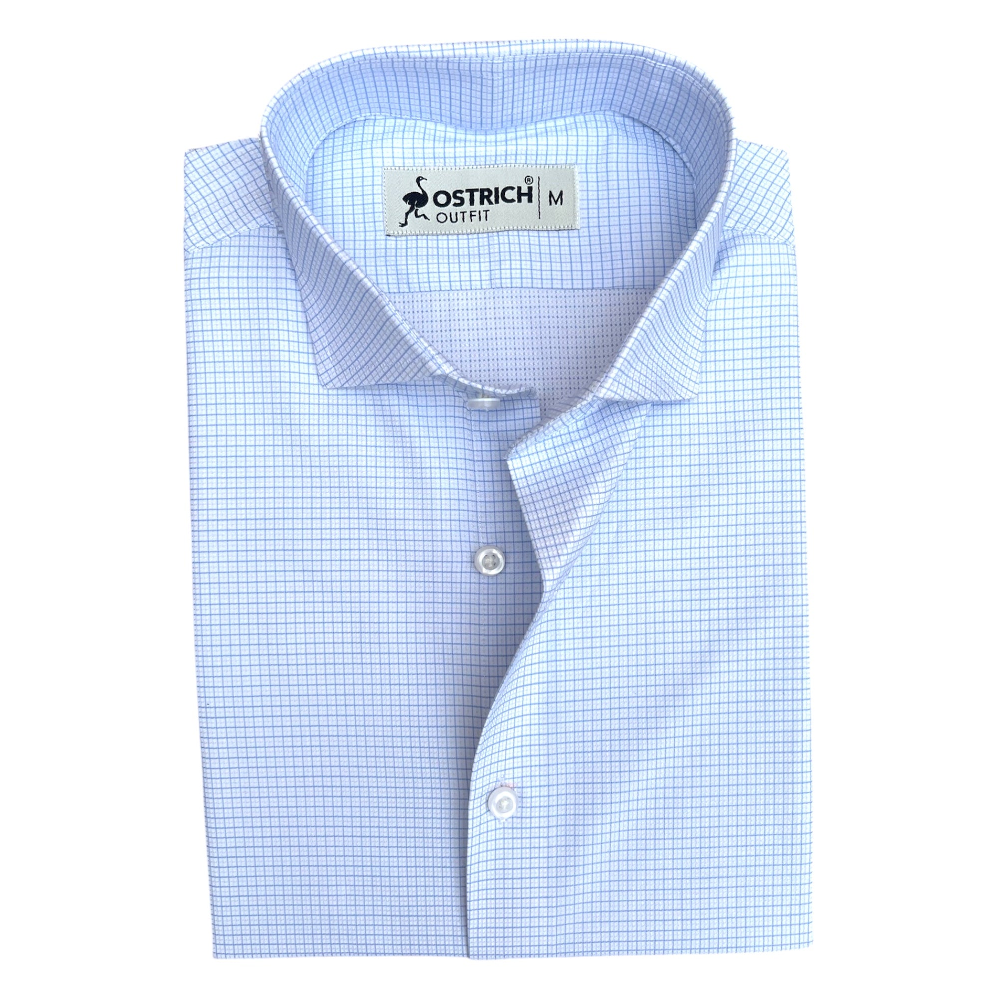 White with Blue Mini Checks Shirt