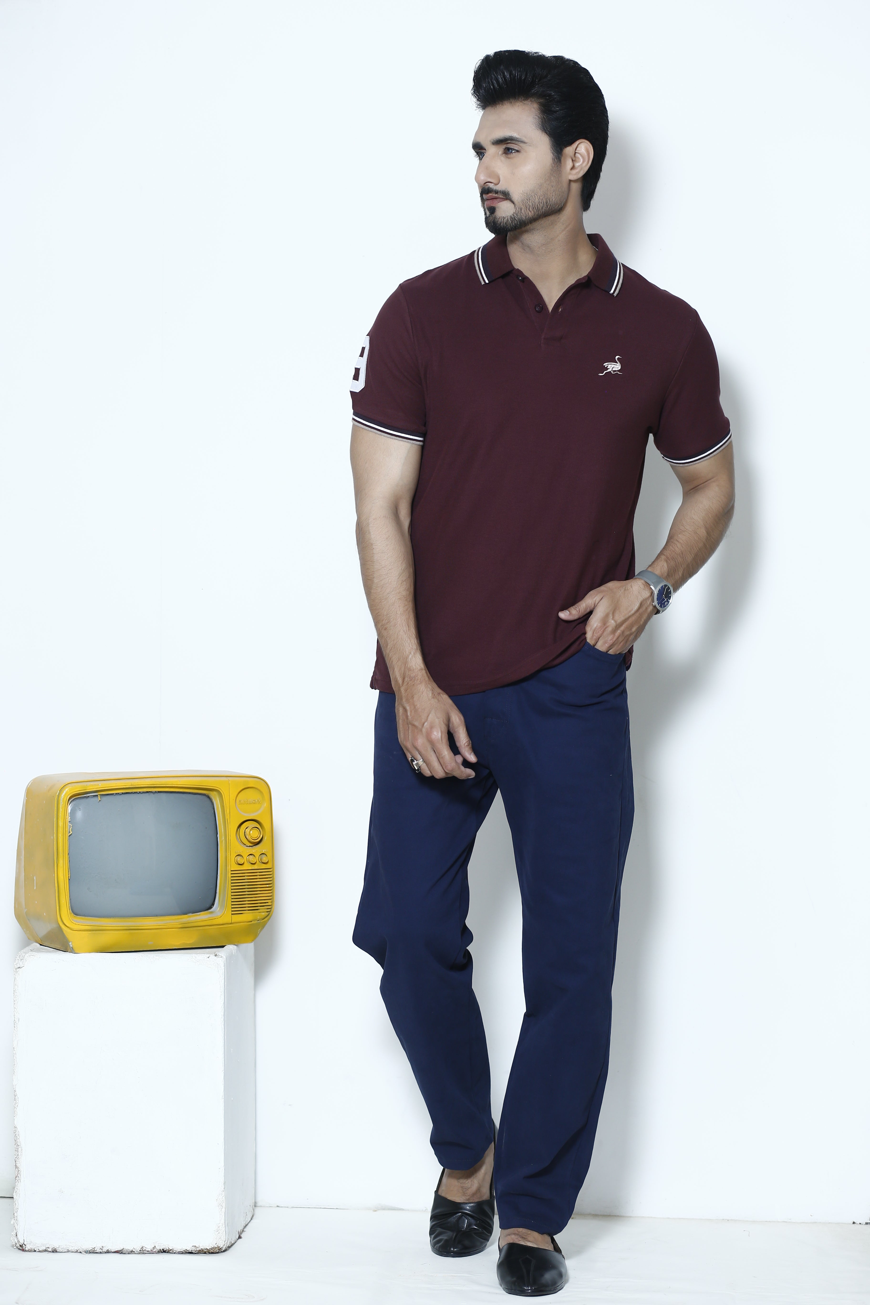 Maroon Ostrich Signature Polo