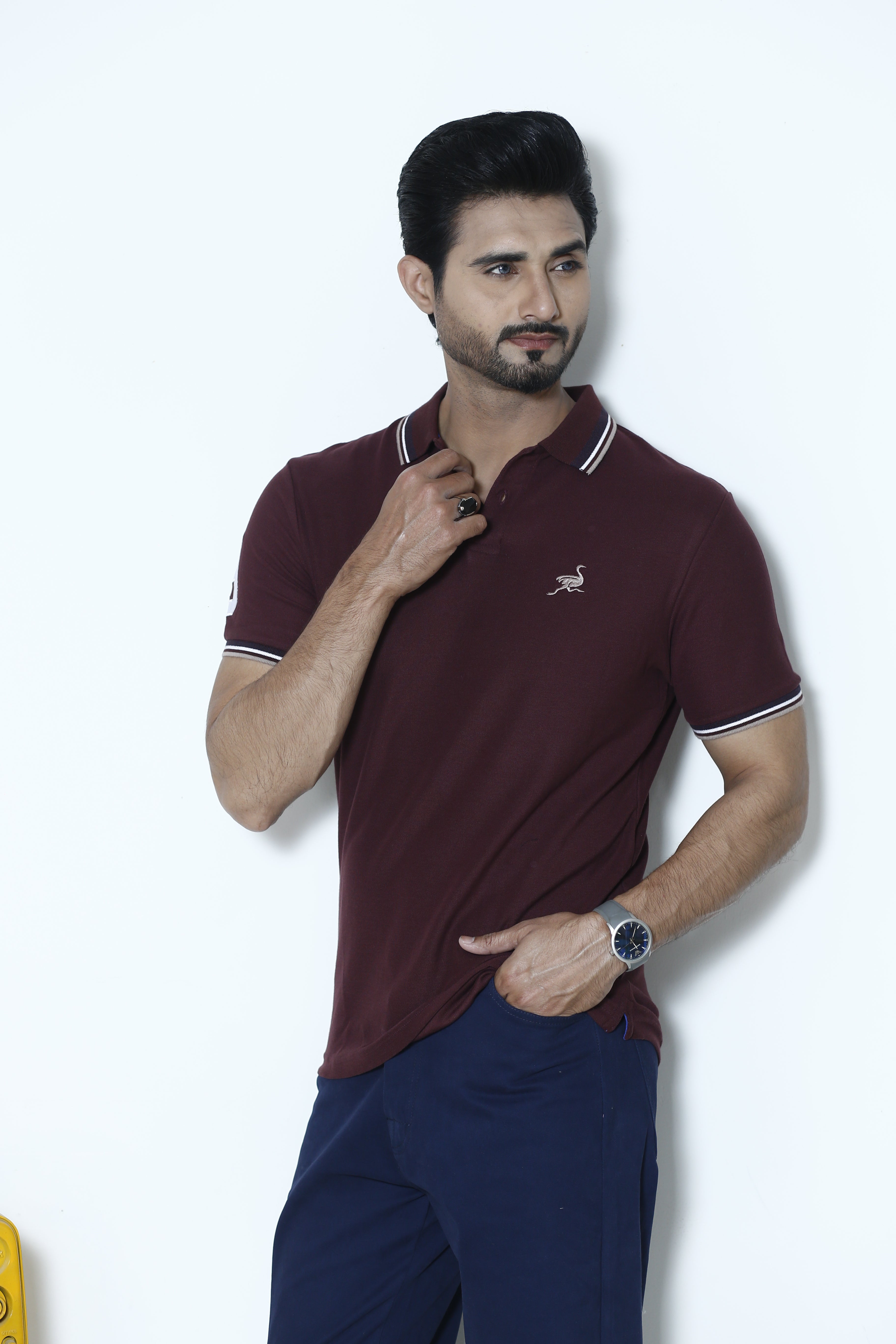 Maroon Ostrich Signature Polo
