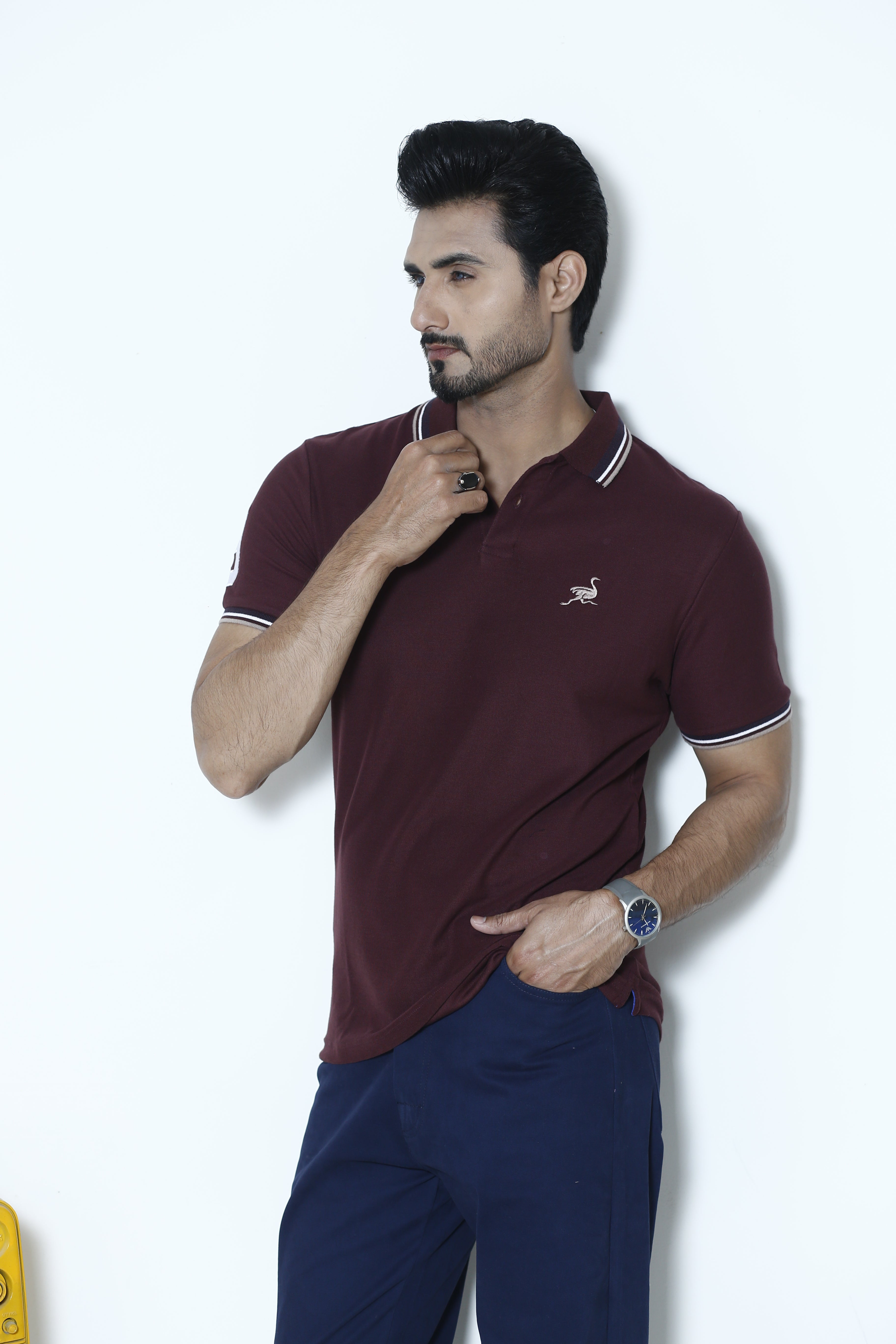Maroon Ostrich Signature Polo