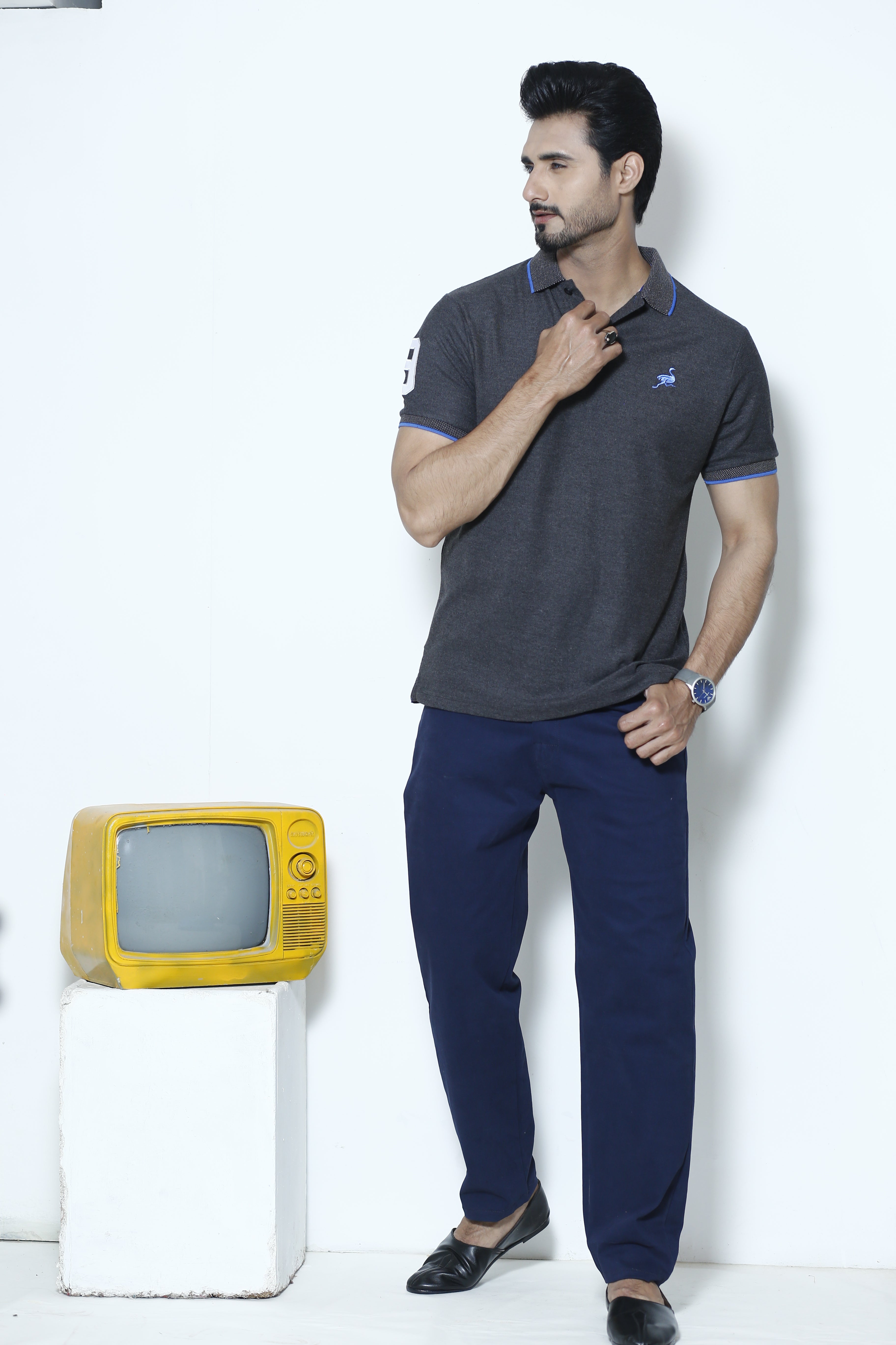 Charcoal Grey Ostrich Signature Polo