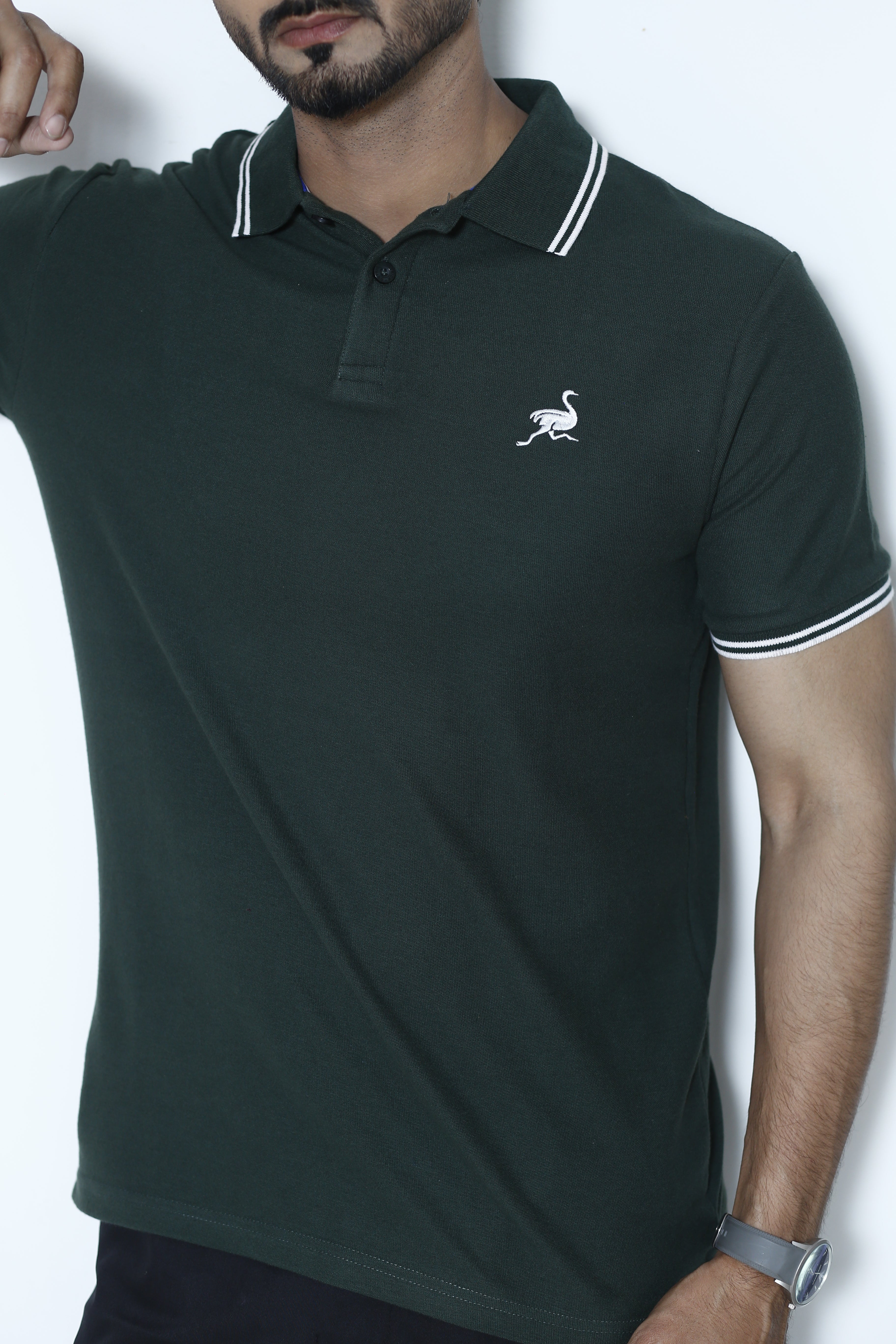 Bottle Green Ostrich Signature Polo
