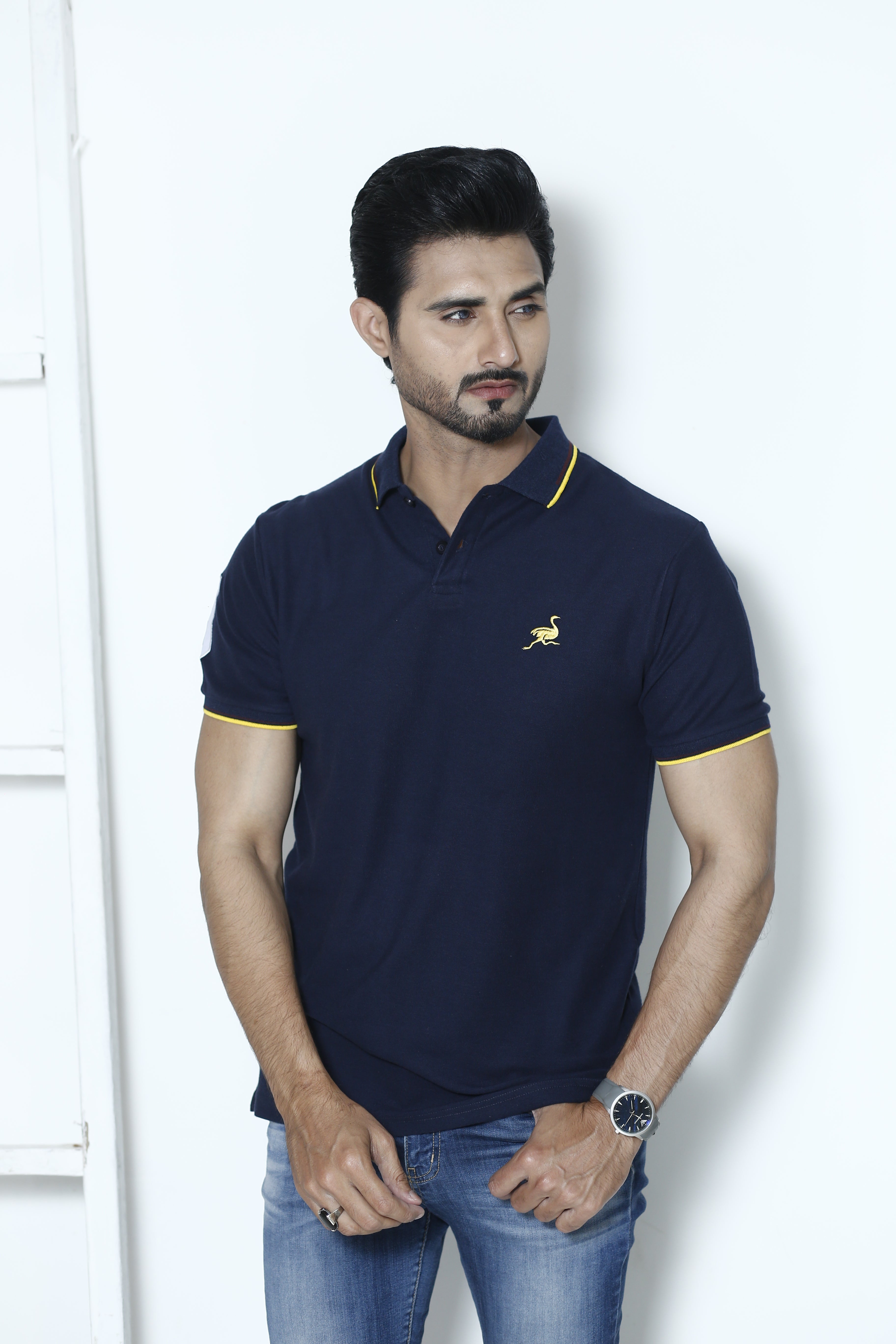 Navy Blue Ostrich Signature Polo