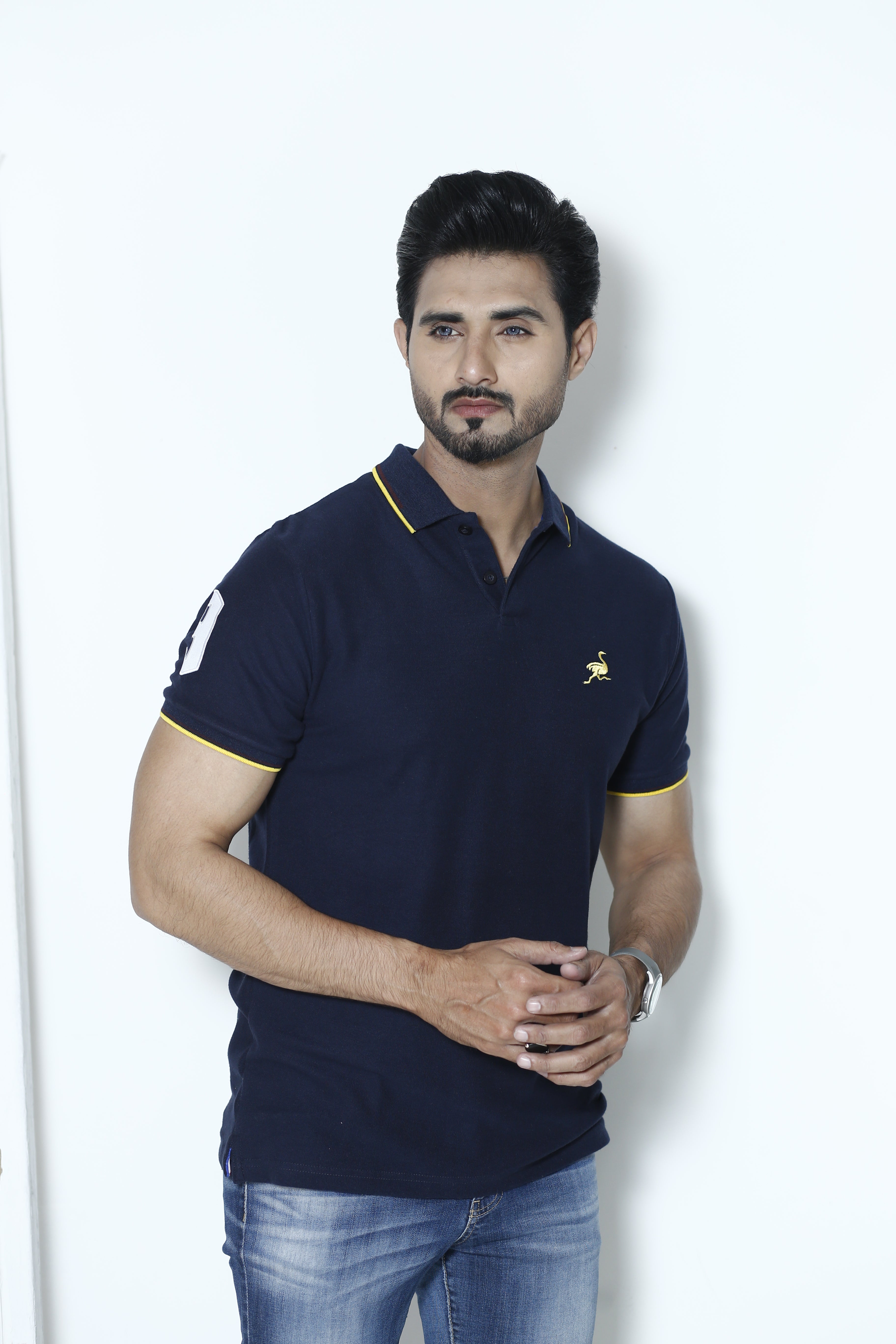 Navy Blue Ostrich Signature Polo