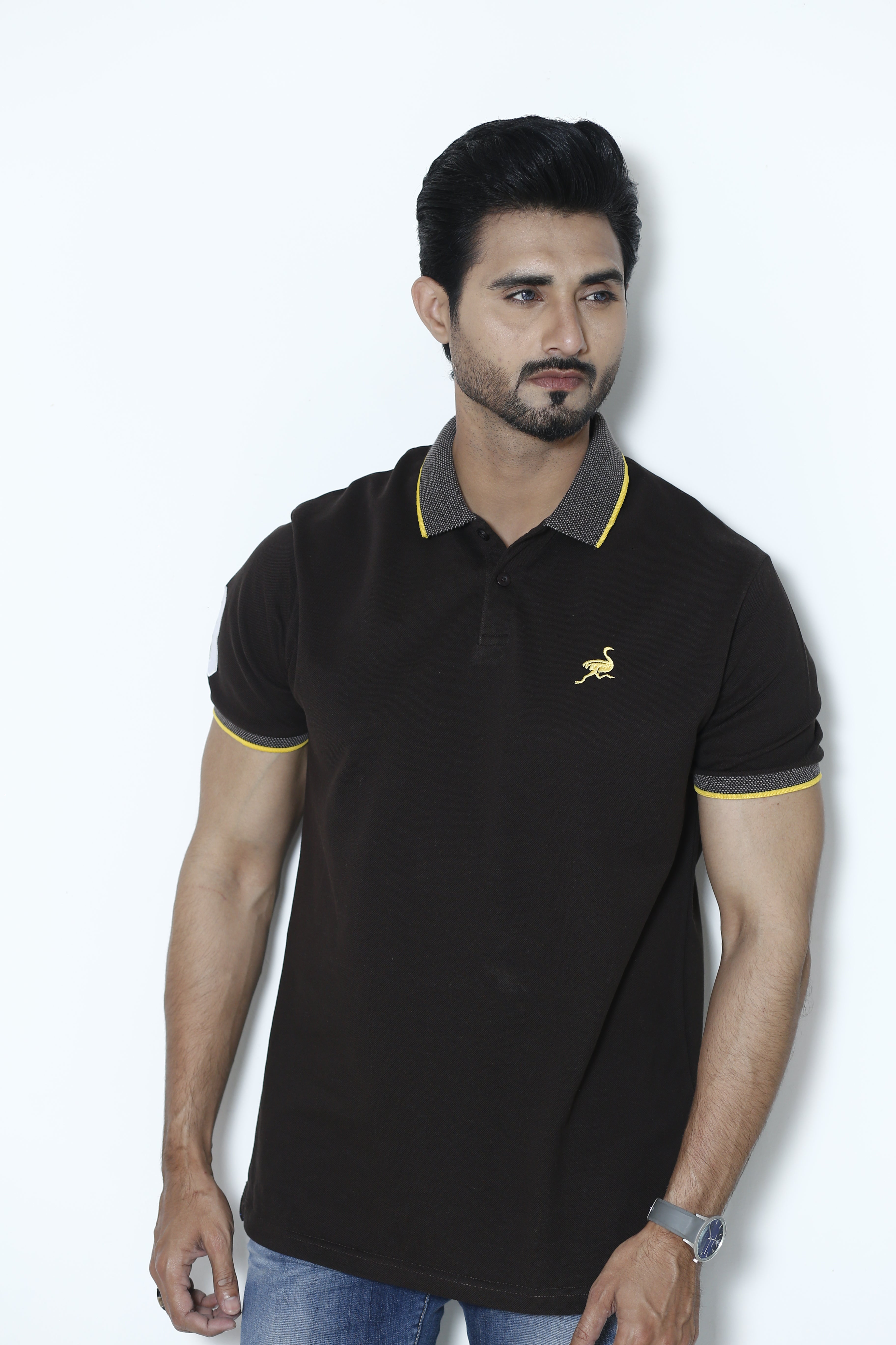 Dark Brown Ostrich Signature Polo