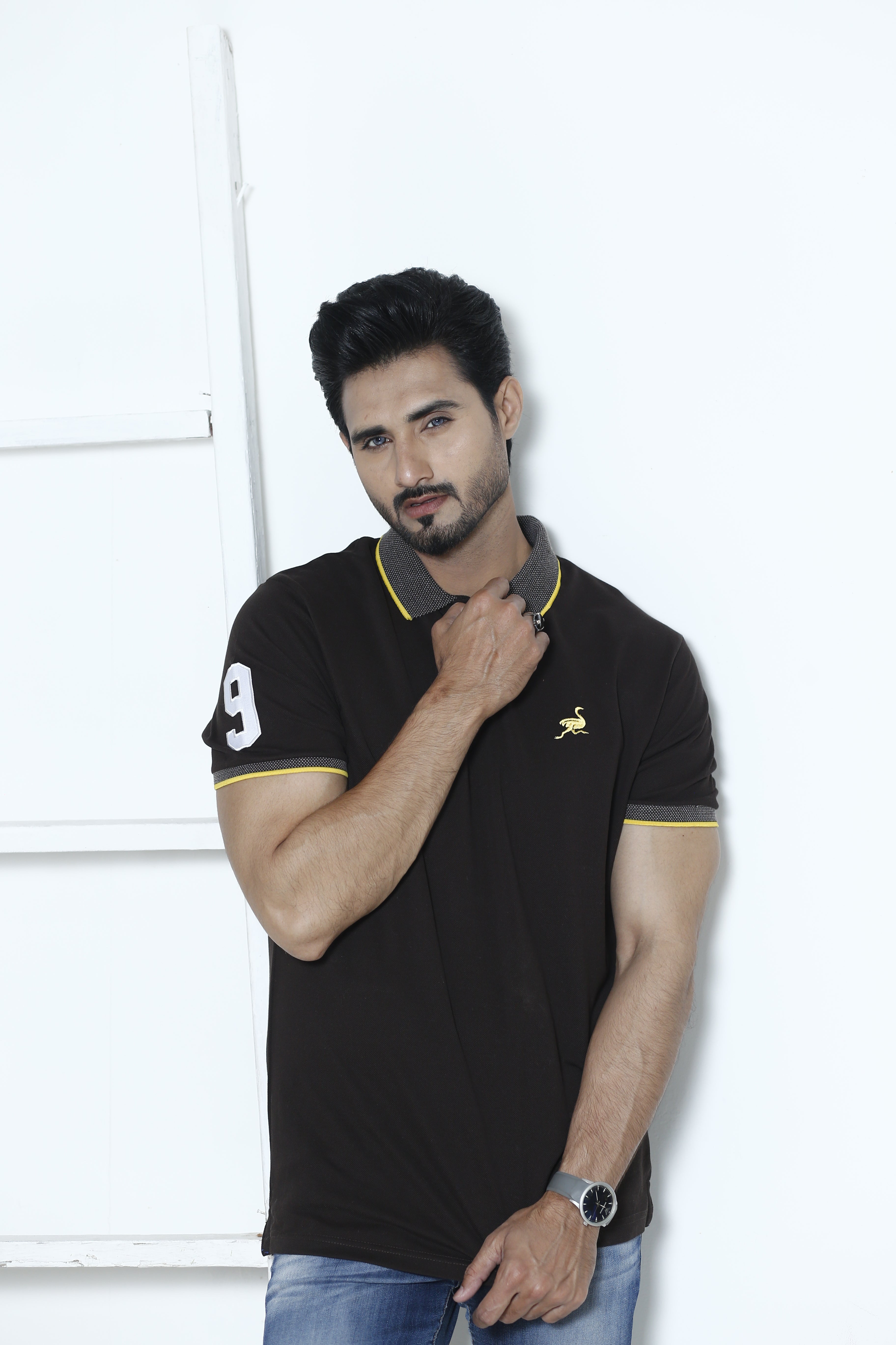 Dark Brown Ostrich Signature Polo