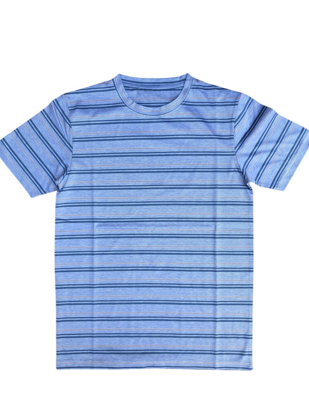 Round Neck Striped T-Shirt - Blue