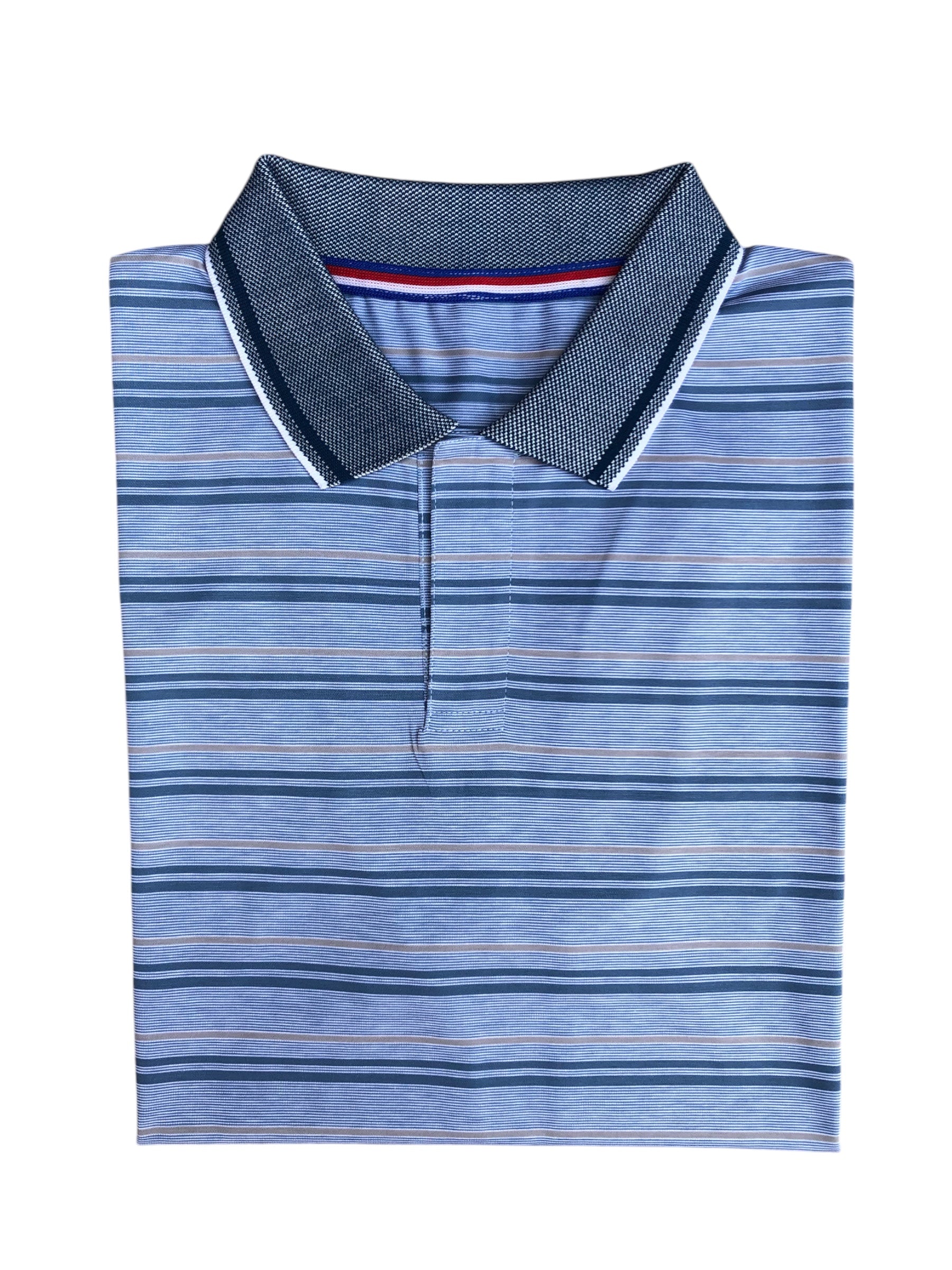 Striped Premium Polo Blue