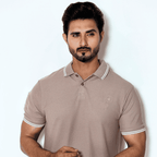 Sand Brown Self Logo Polo