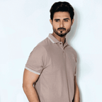 Sand Brown Self Logo Polo