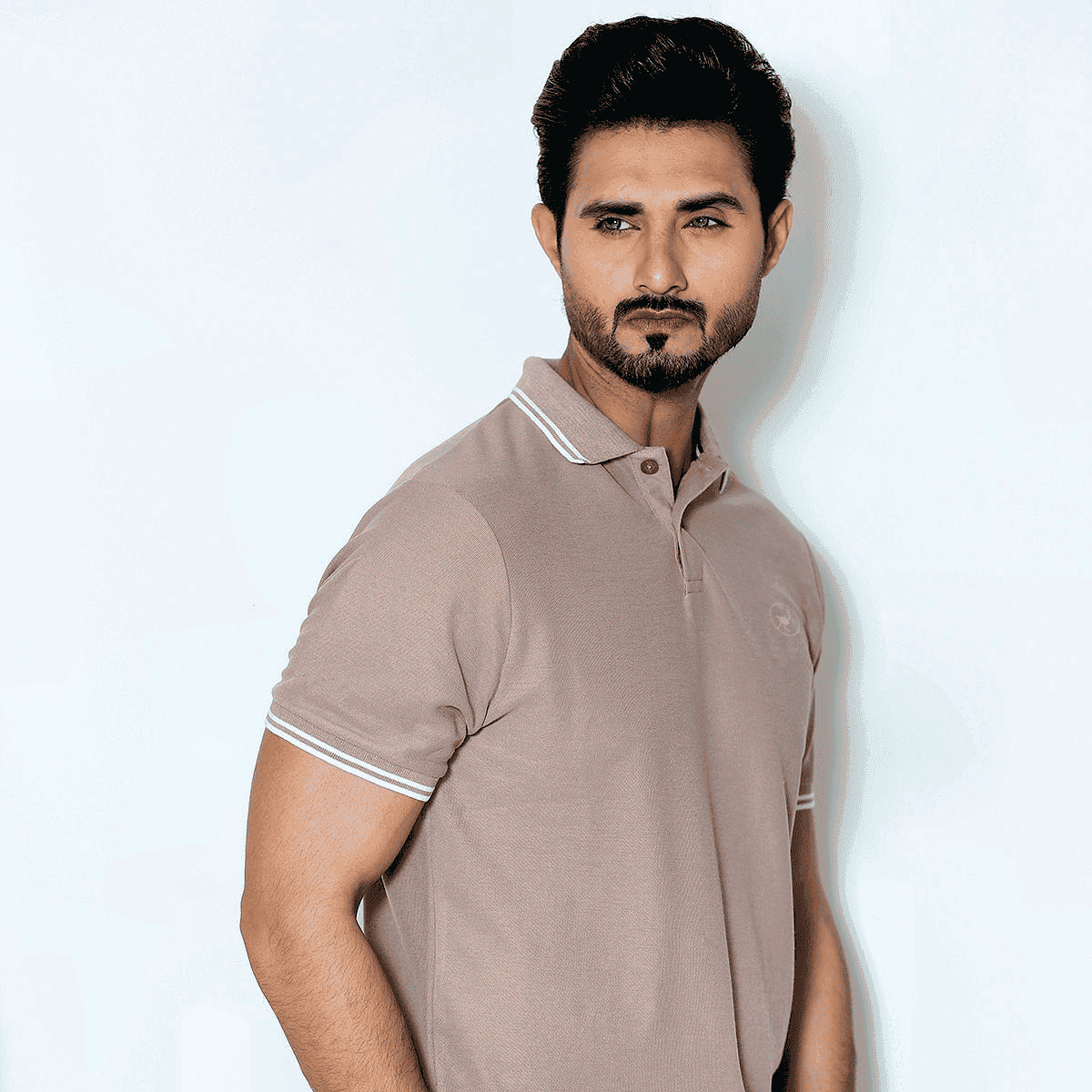 Sand Brown Self Logo Polo
