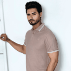 Sand Brown Self Logo Polo