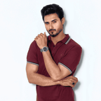 Maroon Self Logo Polo