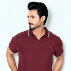 Maroon Self Logo Polo