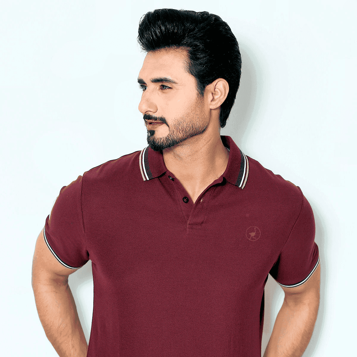 Maroon Self Logo Polo