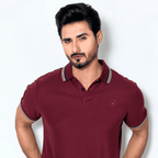 Maroon Self Logo Polo