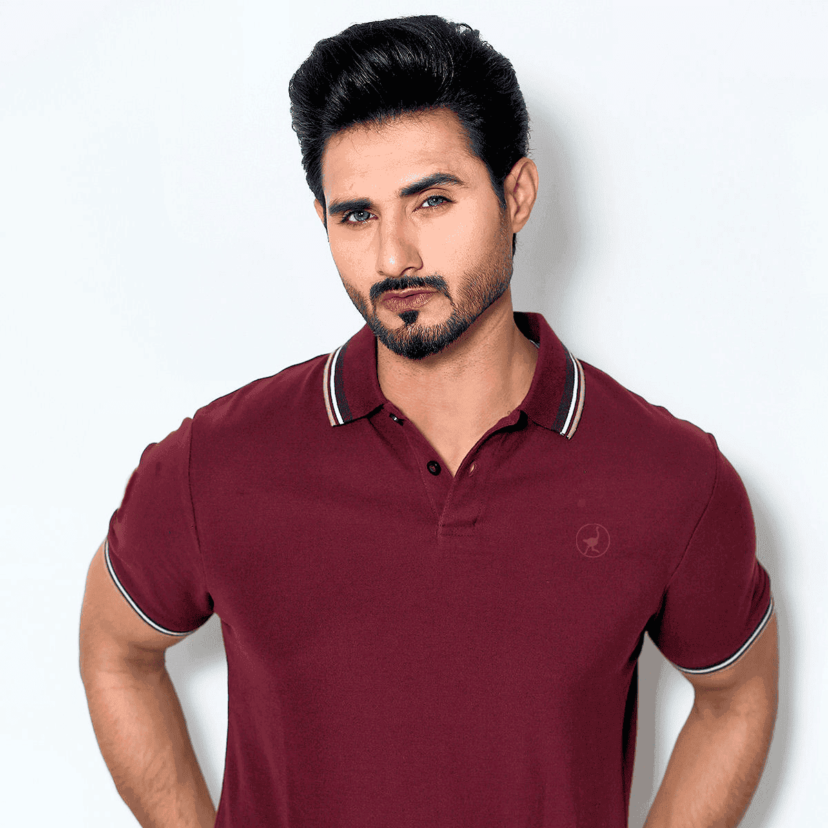 Maroon Self Logo Polo