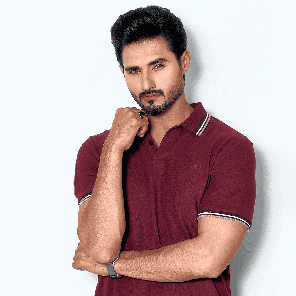 Maroon Self Logo Polo