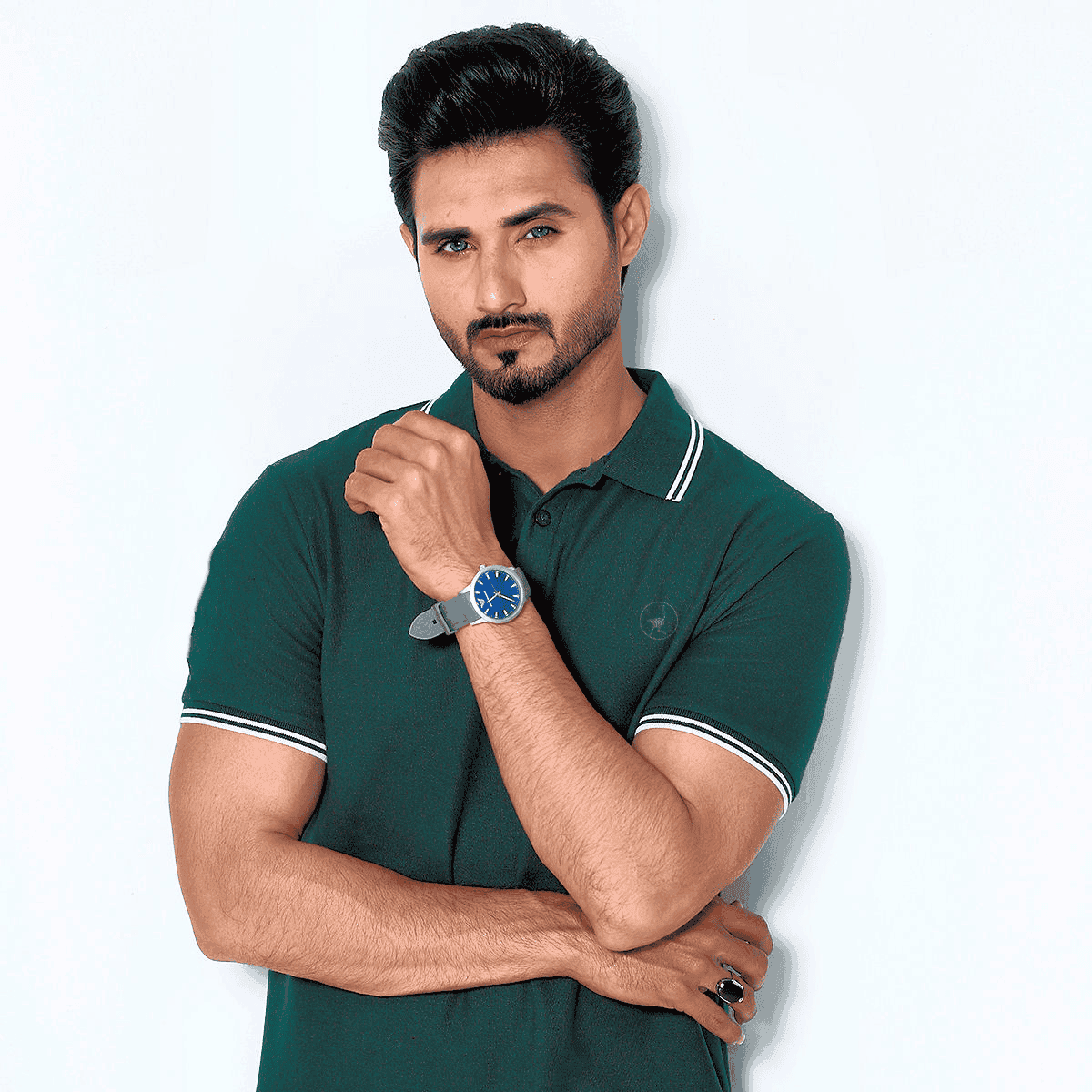 Bottle Green Self Logo Polo
