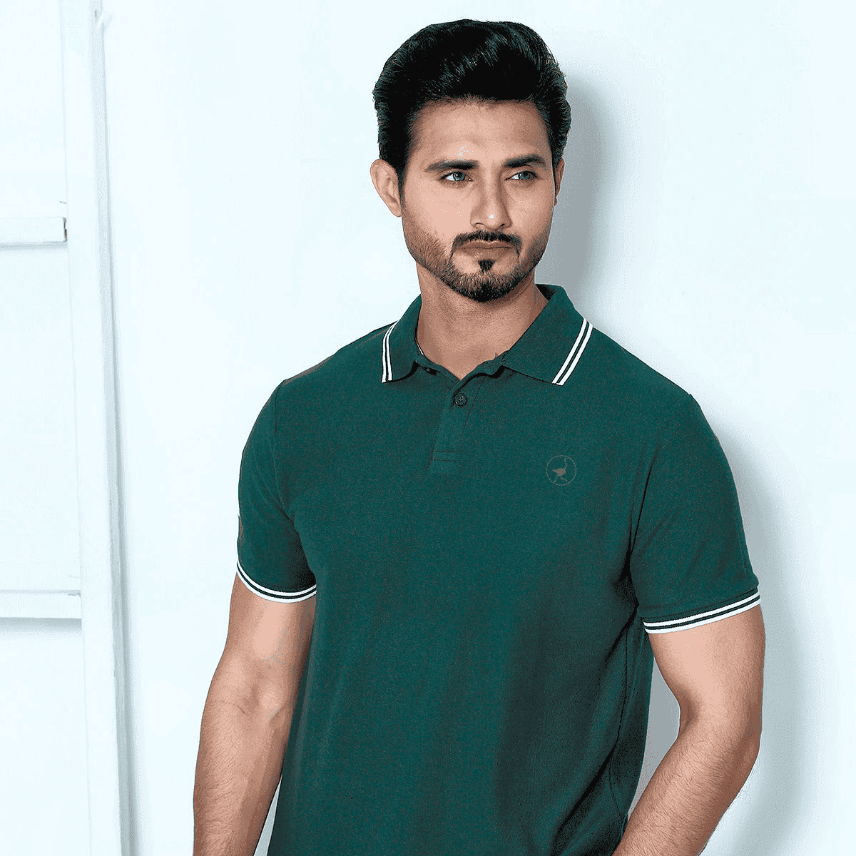 Bottle Green Self Logo Polo