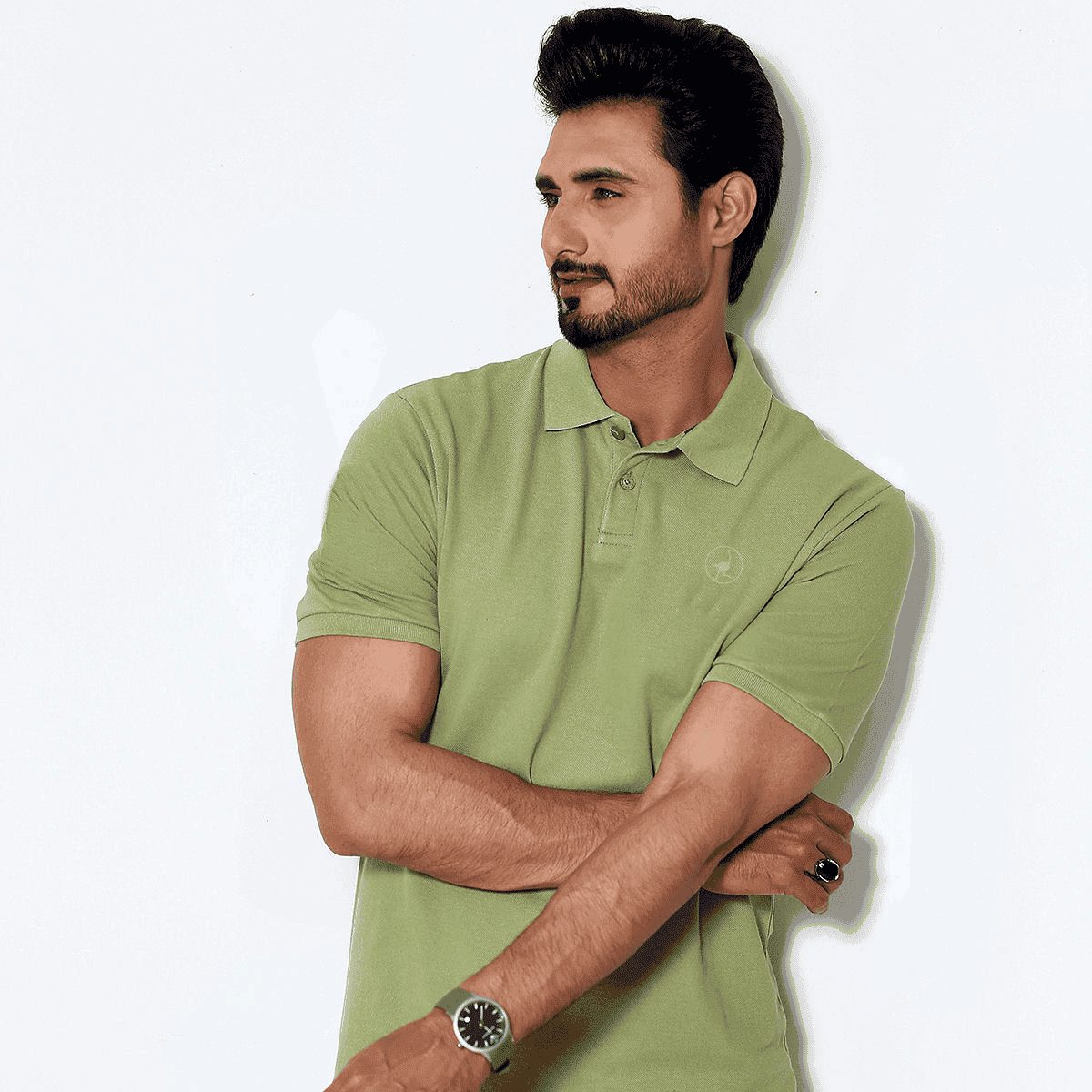 Lime Green Self Logo Polo
