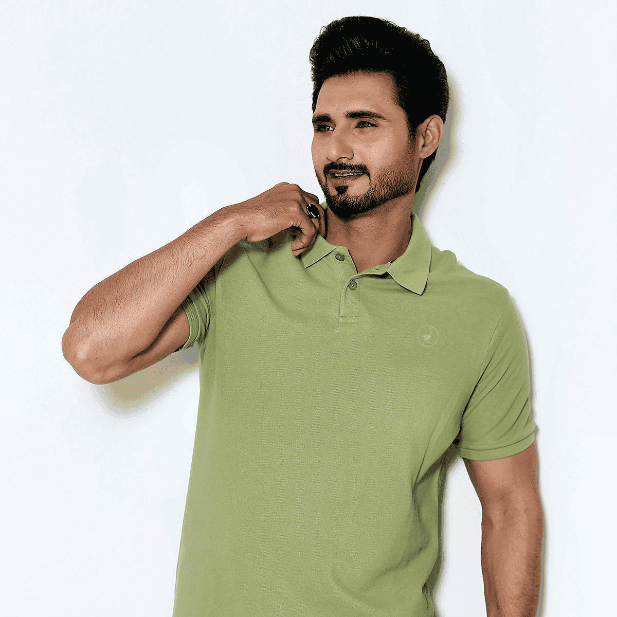 Lime Green Self Logo Polo